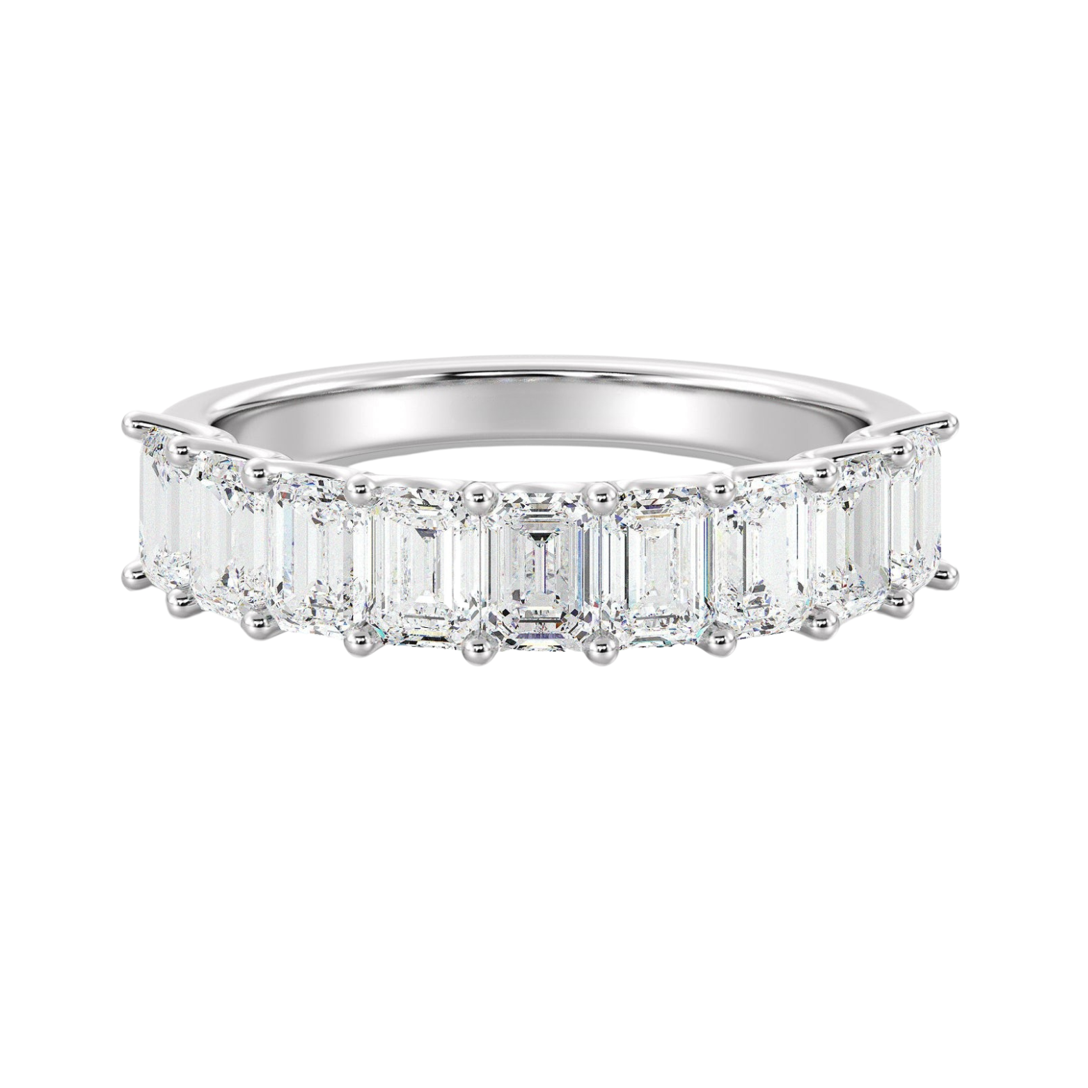 Emerald Half Eternity Wedding Ring