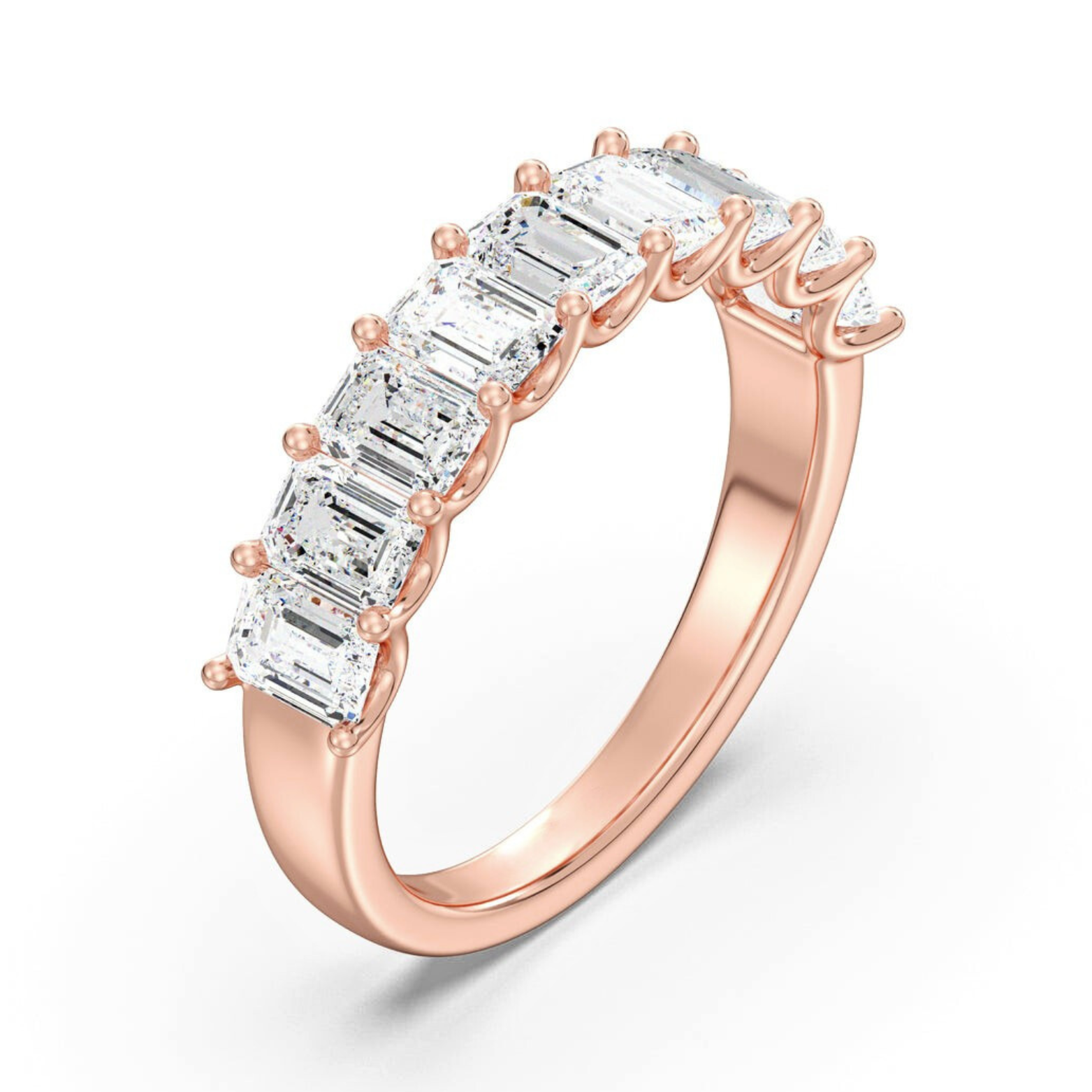 Emerald Half Eternity Wedding Ring