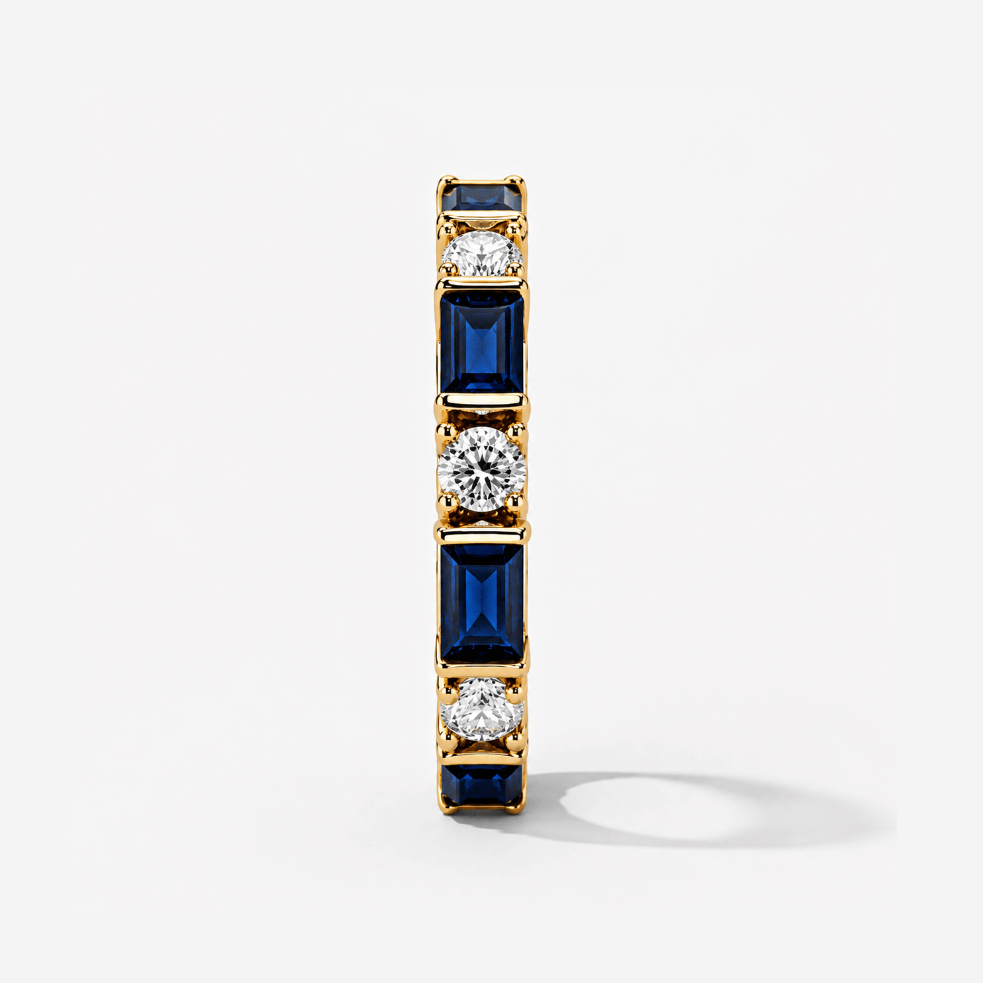 Round Brilliant & Sapphire Baguette Eternity Ring