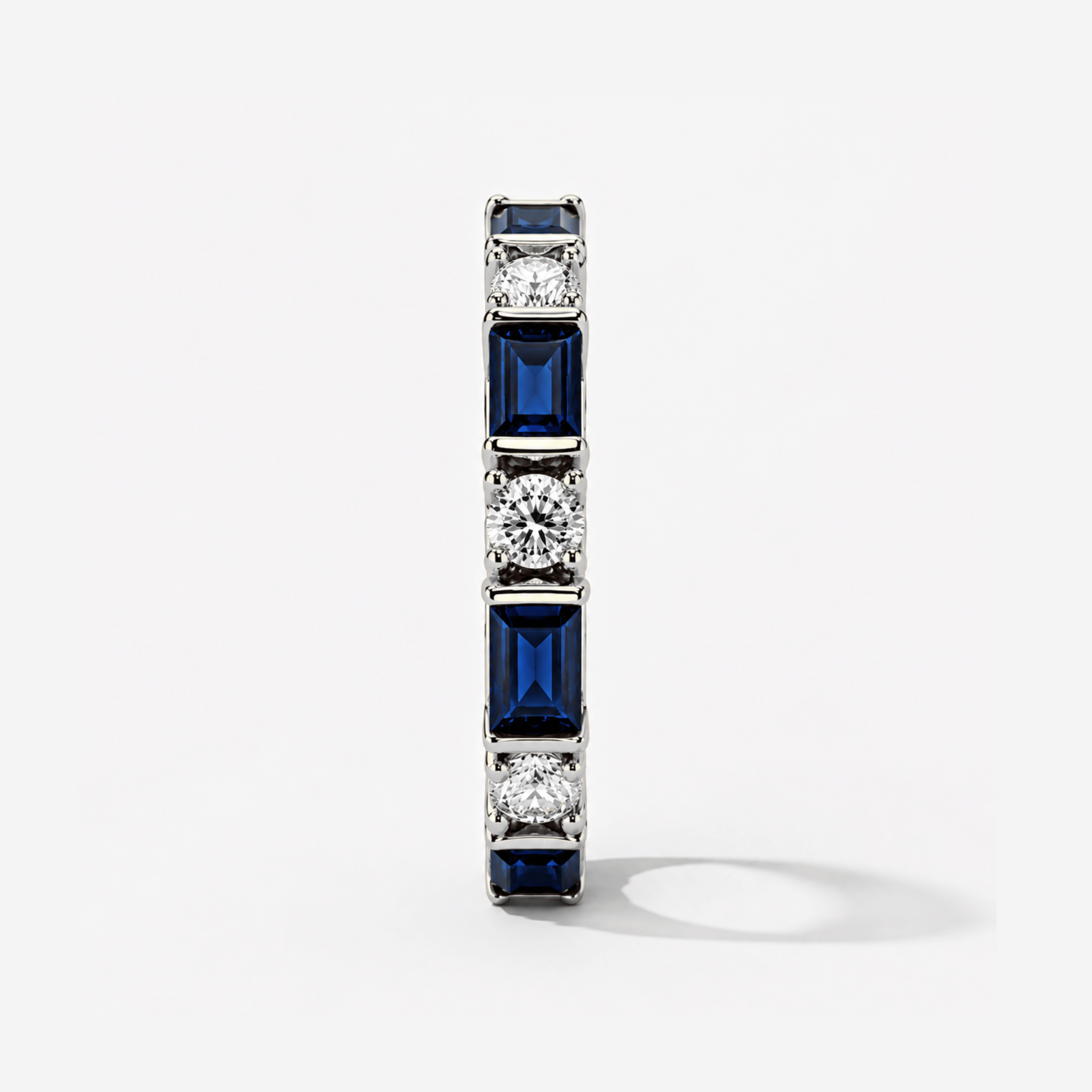 Round Brilliant & Sapphire Baguette Eternity Ring