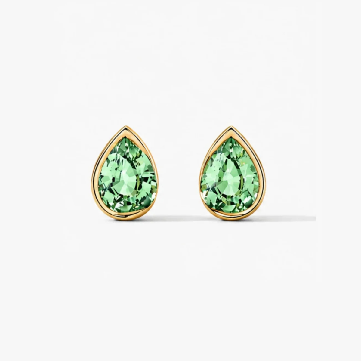 Bezel Pear Studs in Matcha