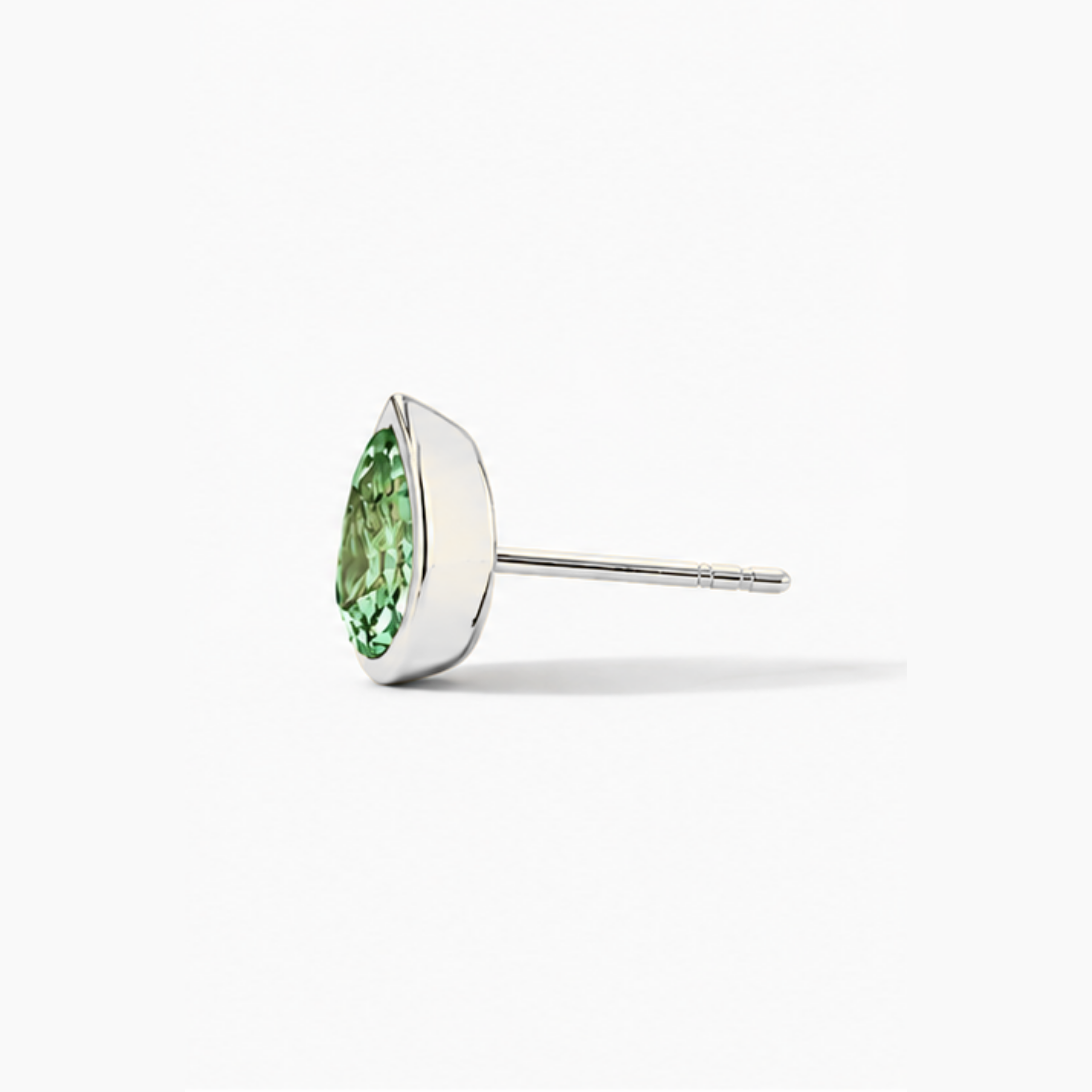 Pear Shape Green Tourmaline Bezel Stud Earrings