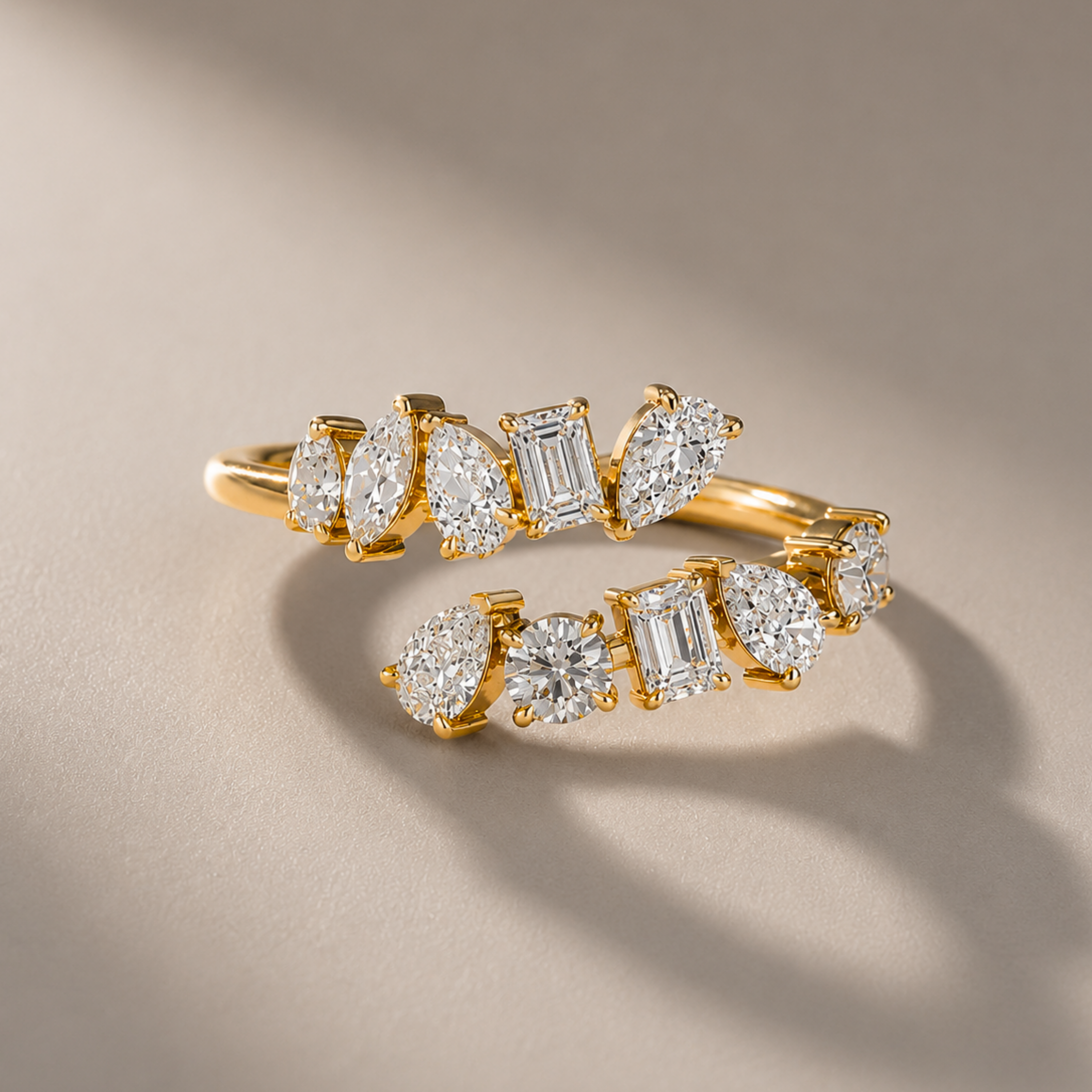 Custom Multi-Stone Diamond Wrap Ring