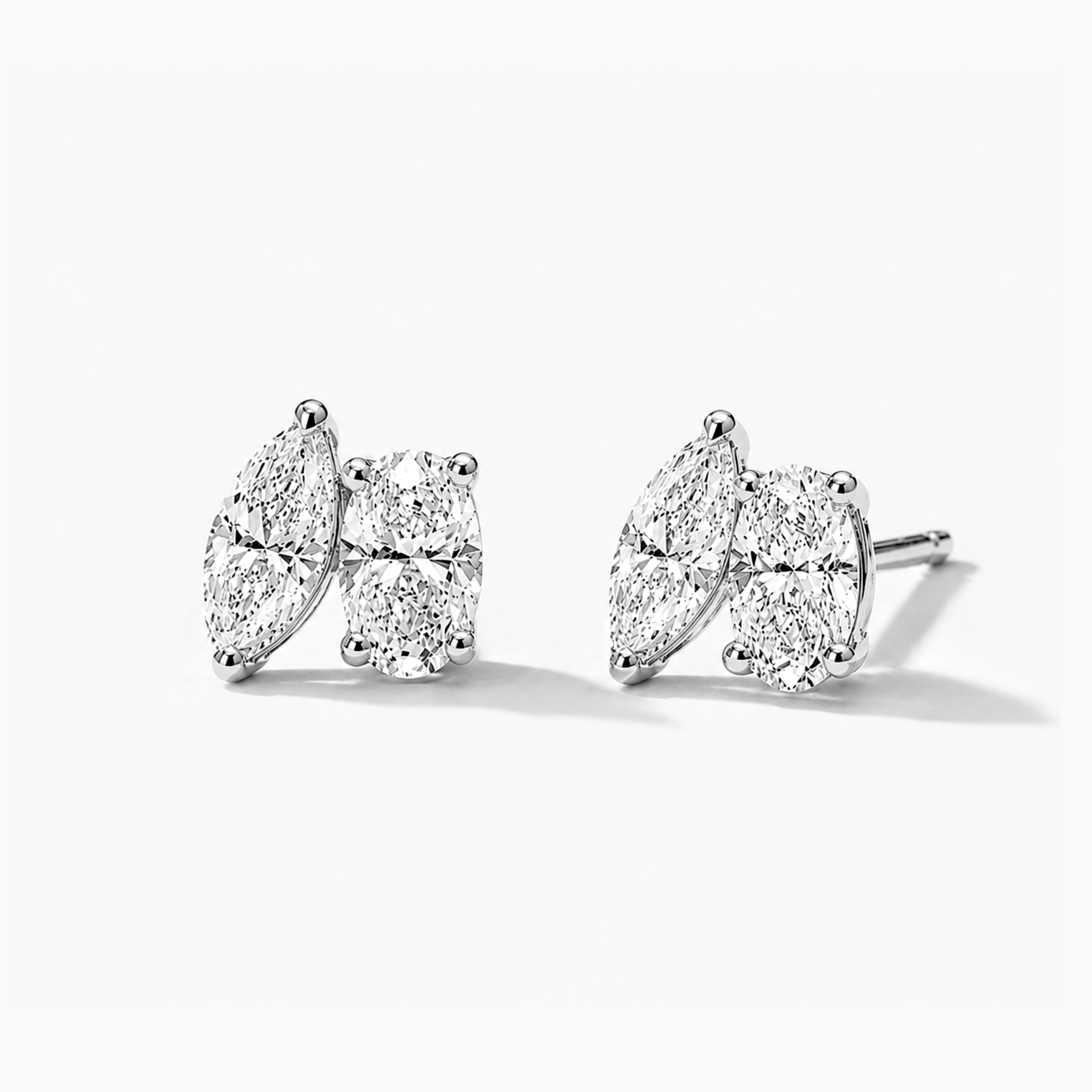 ARIAH Marquise & Oval Toi-et-Moi Stud Earrings