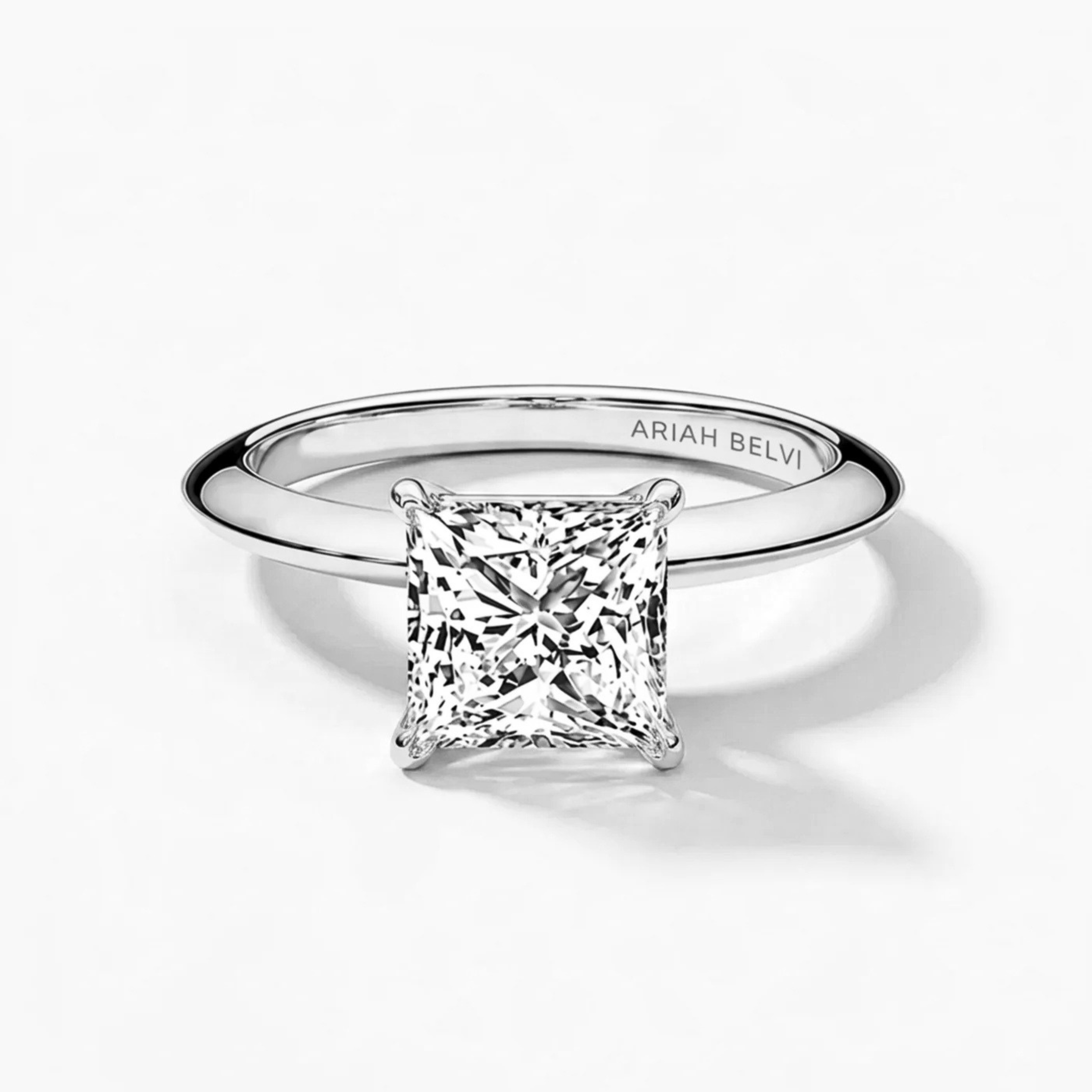Princess Cut Diamond Solitaire Engagement Ring with Knife-Edge Band