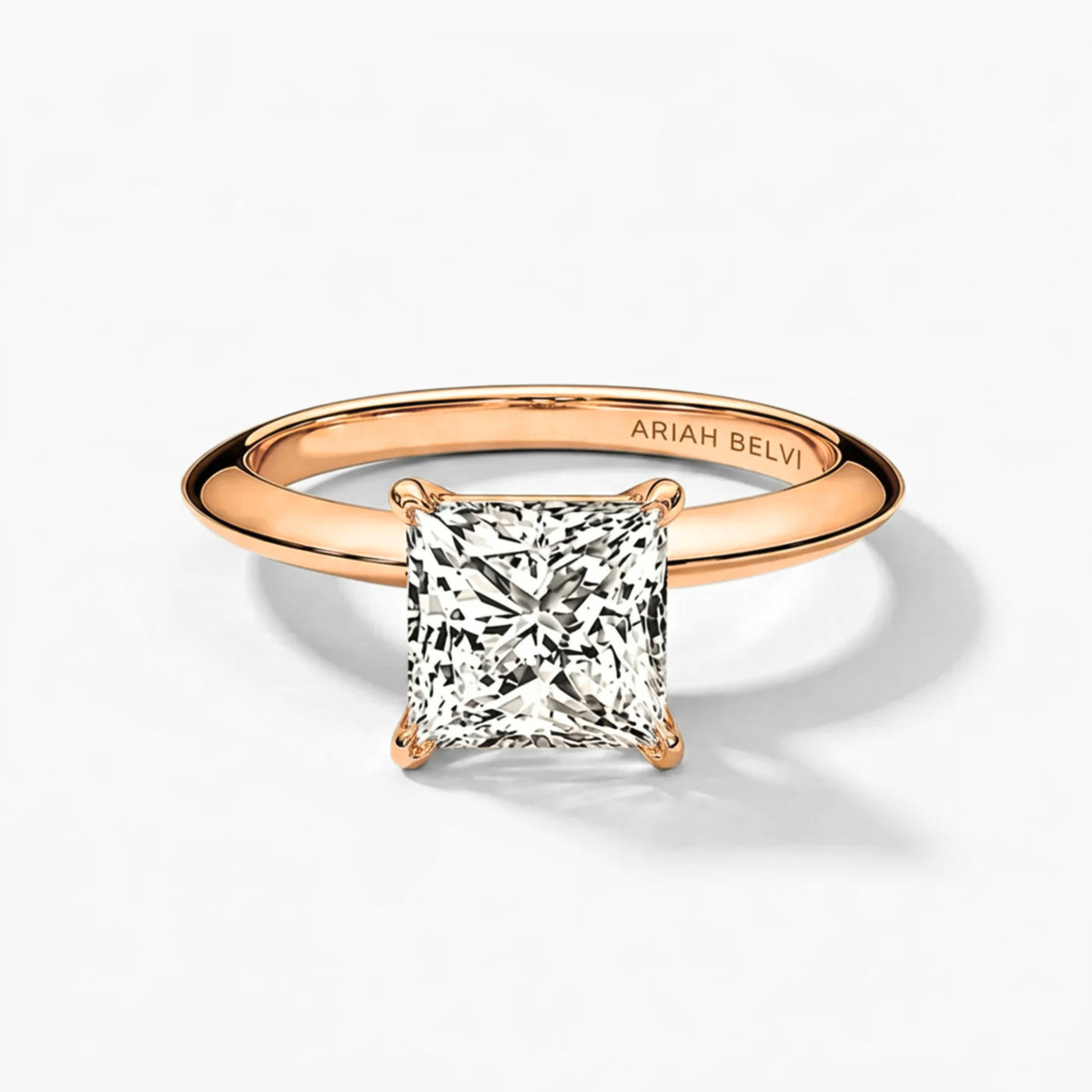 Princess Cut Diamond Solitaire Engagement Ring with Knife-Edge Band