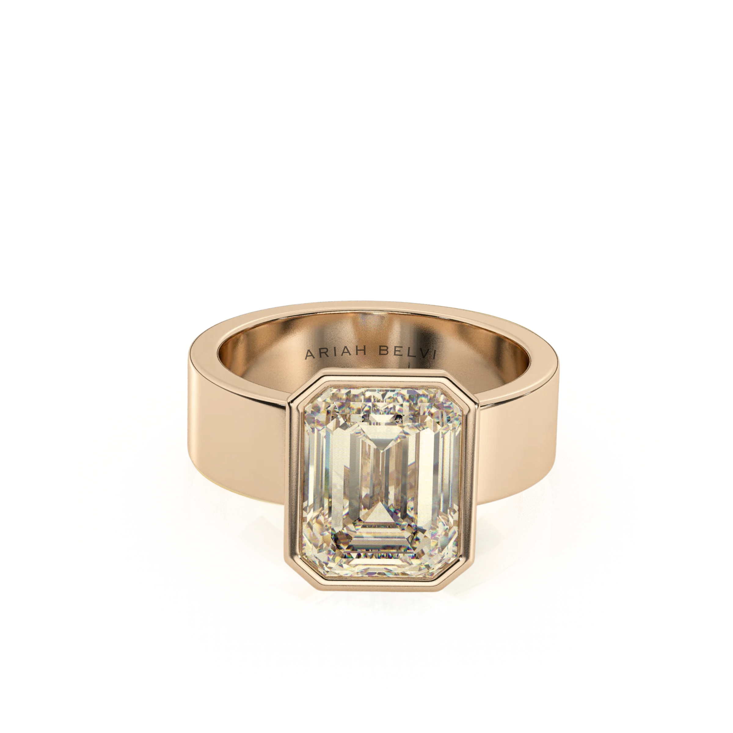 Diamond Emerald Bezel Solitaire on a Cigar Band