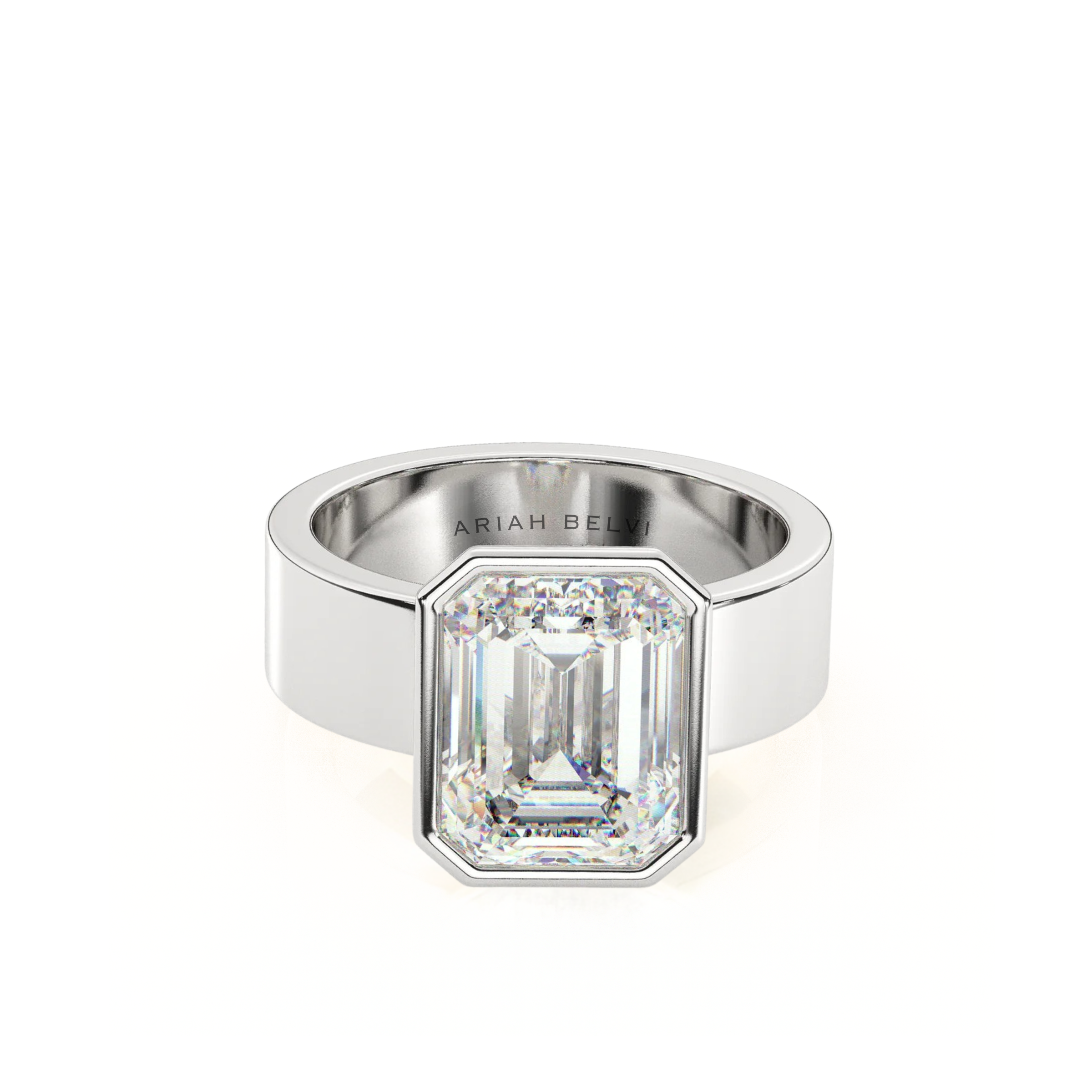 Diamond Emerald Bezel Solitaire on a Cigar Band