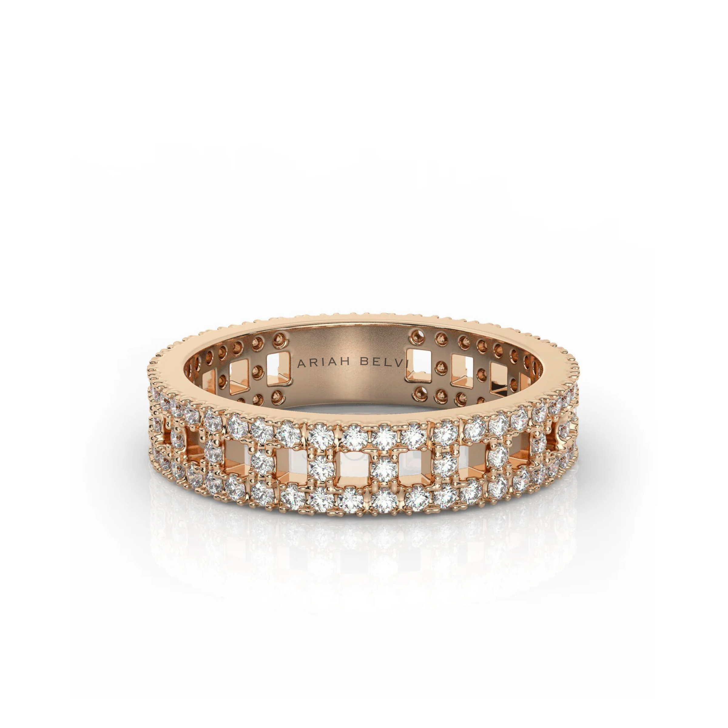 Narrow T-Shaped Diamond Pavé Ring