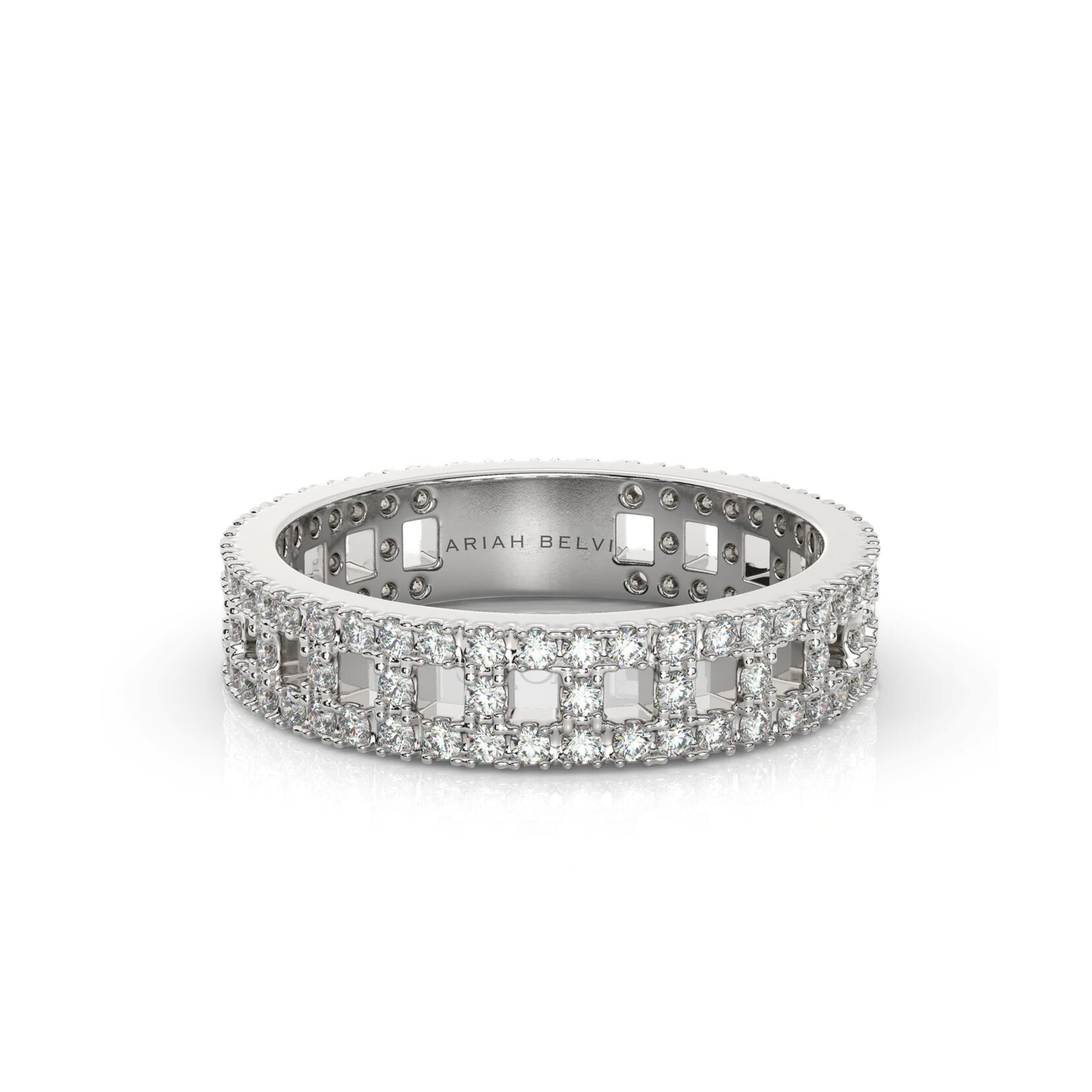 Narrow T-Shaped Diamond Pavé Ring