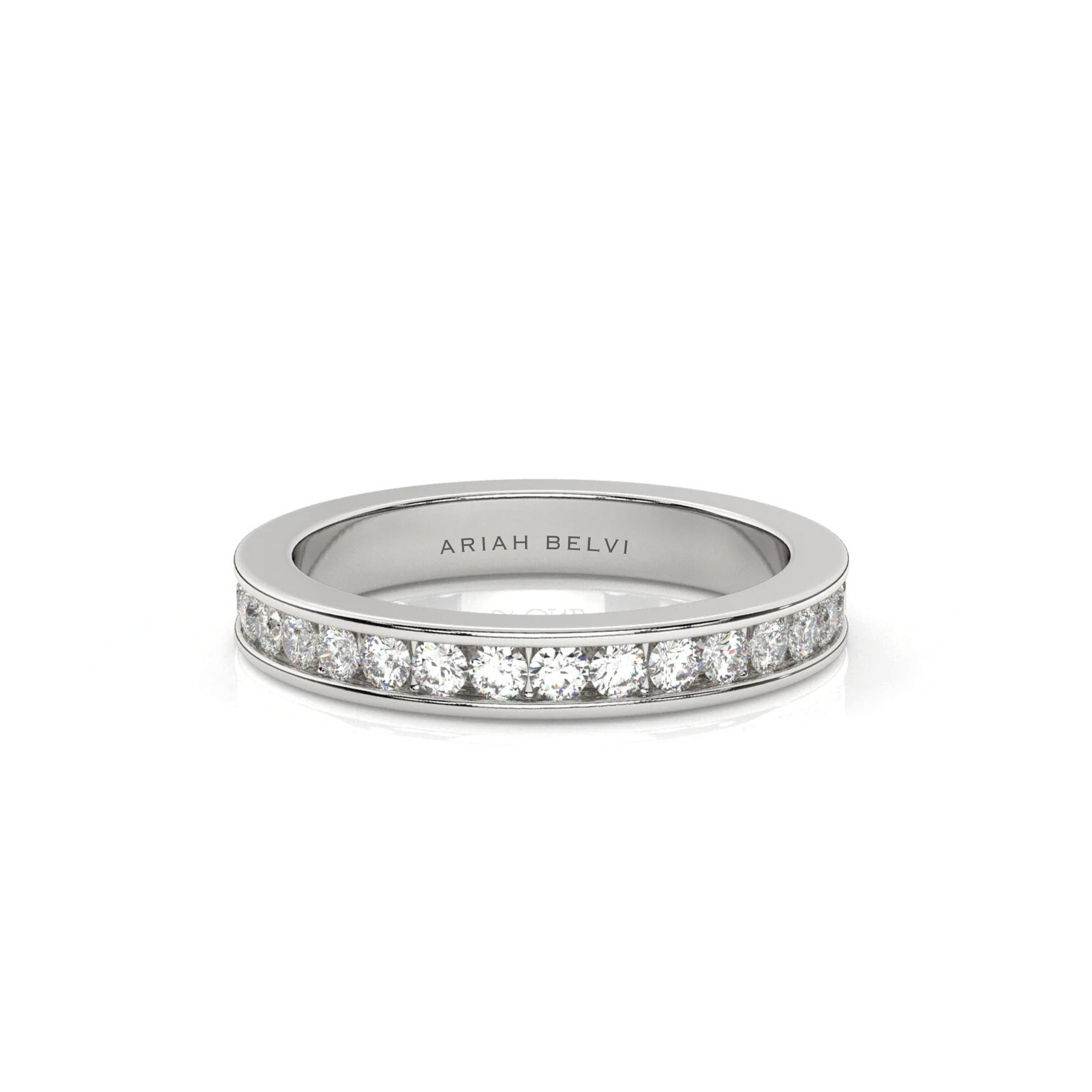 Round Diamond Channel Set Wedding Band
