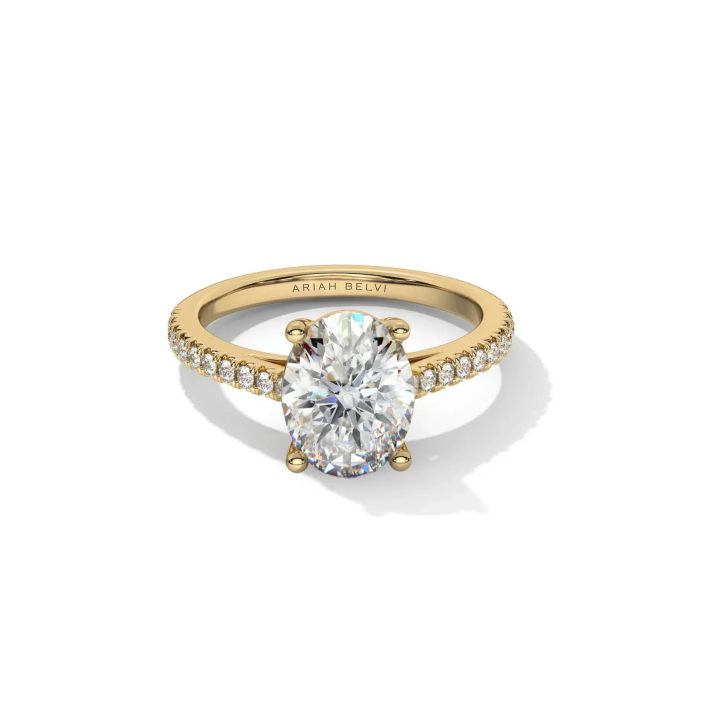 Oval Diamond on a Pavé Band With a Hidden Halo