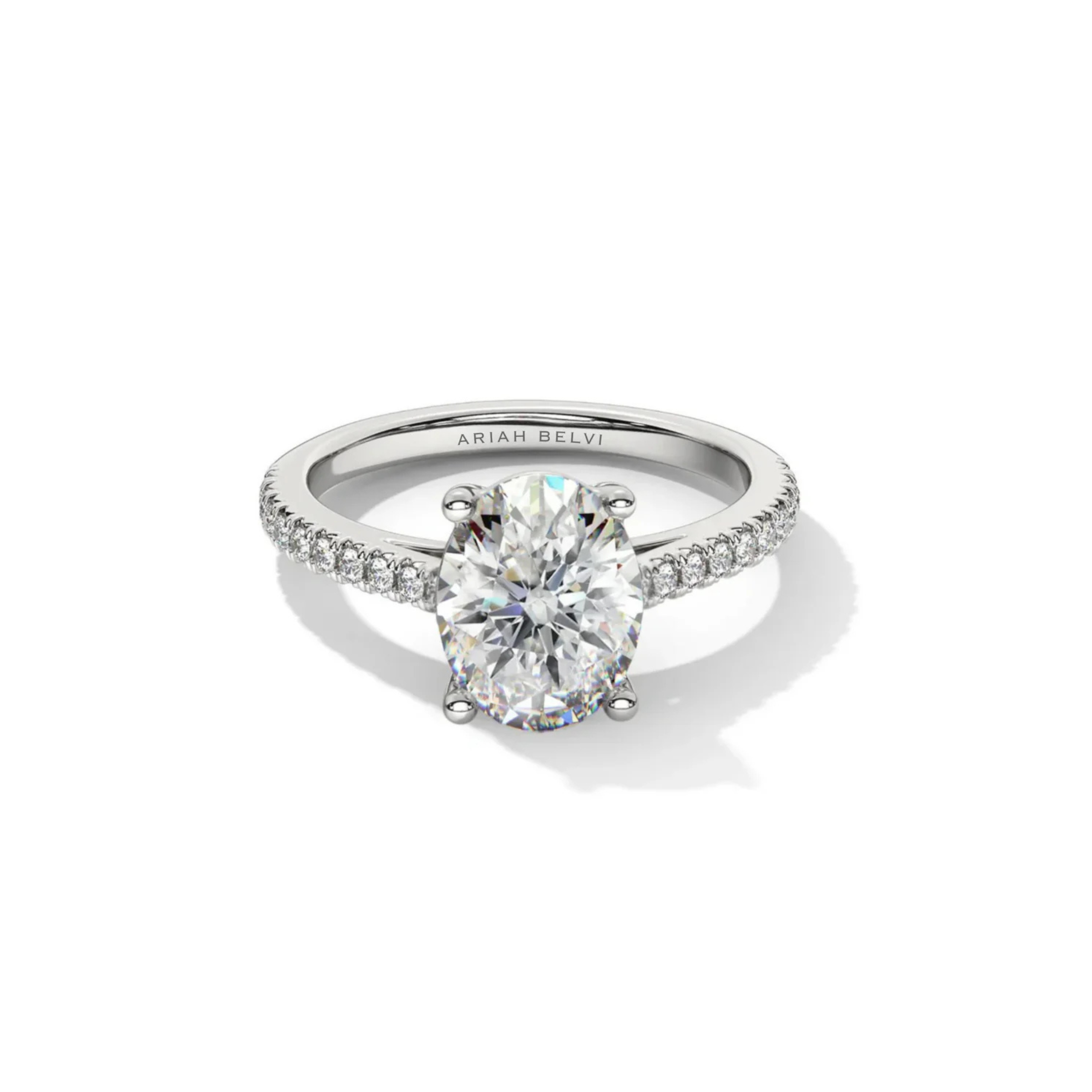Oval Diamond on a Pavé Band With a Hidden Halo