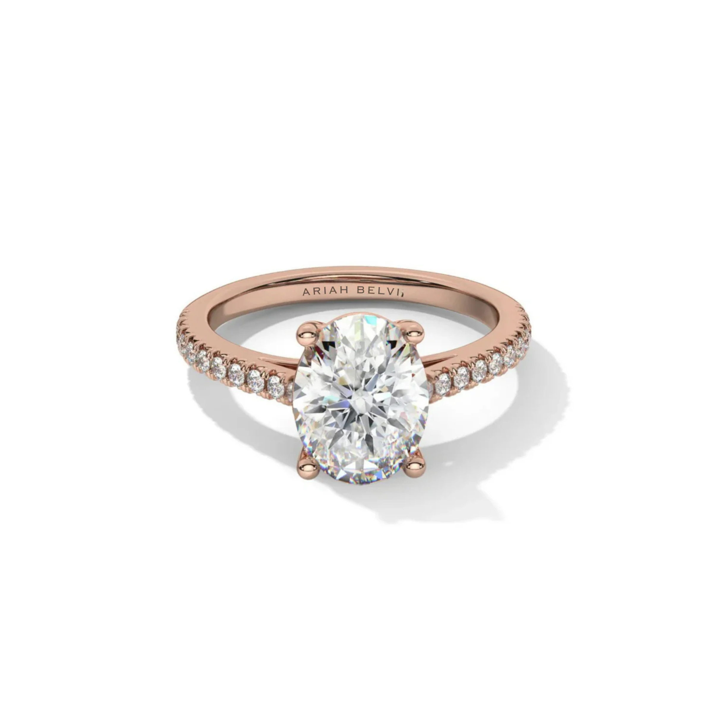 Oval Diamond on a Pavé Band With a Hidden Halo