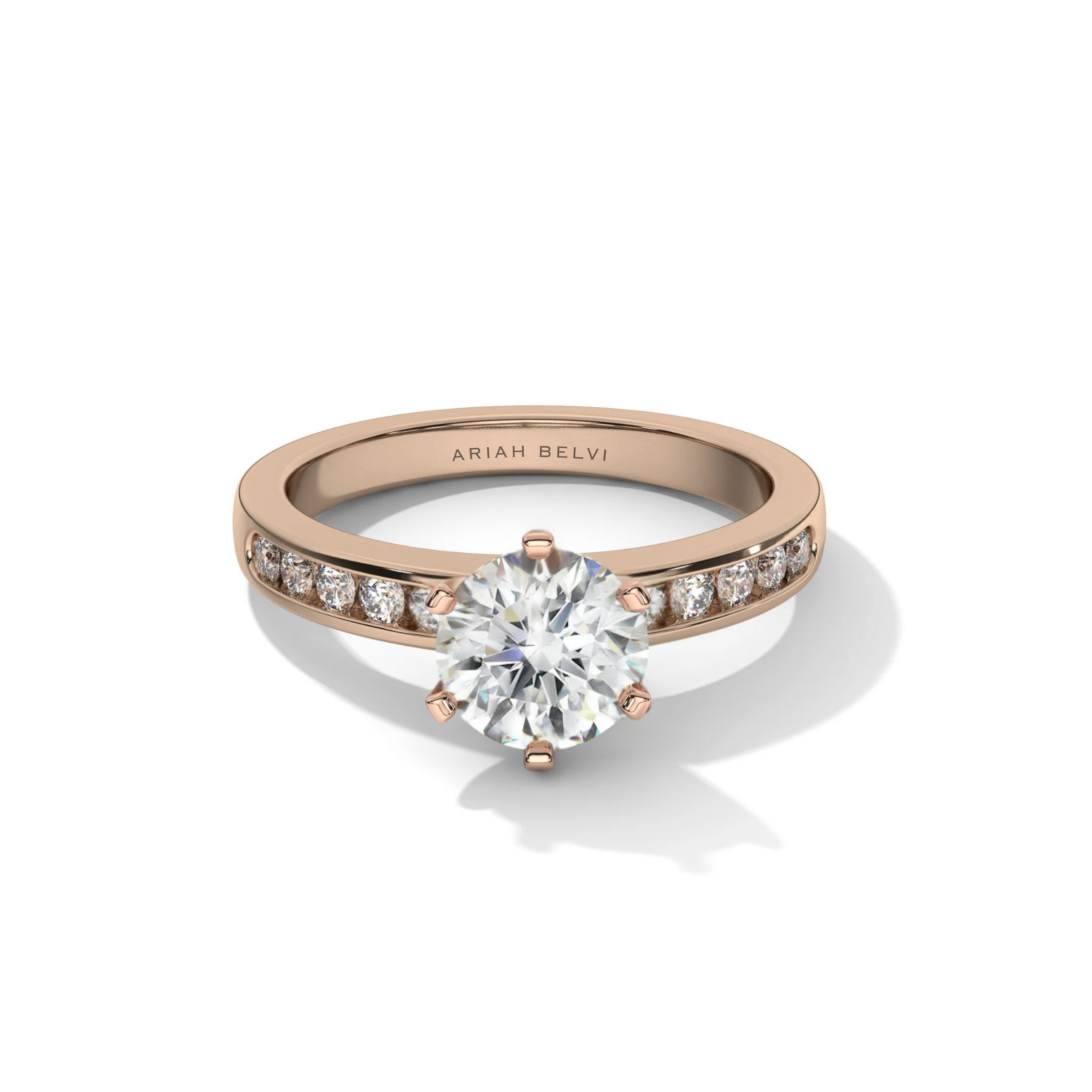 Round 6-Claw Channel Set Engagement Ring