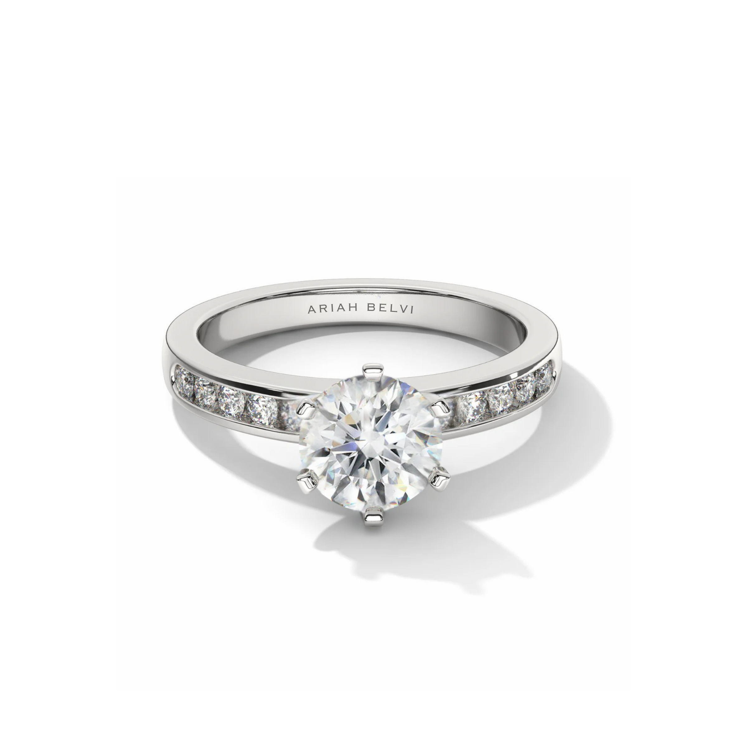 Round 6-Claw Channel Set Engagement Ring
