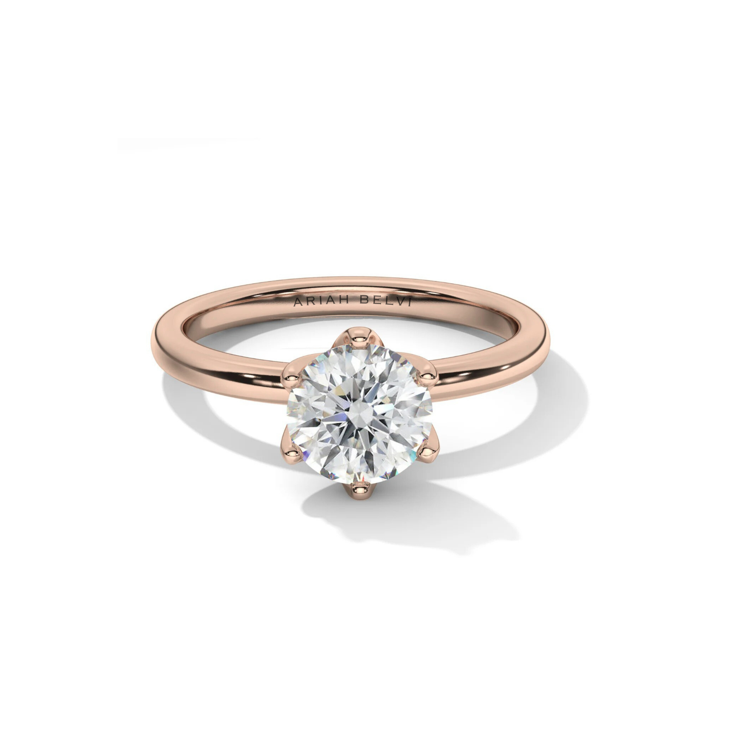 Petal-Set, Round 6-Claw Solitaire Engagement Ring