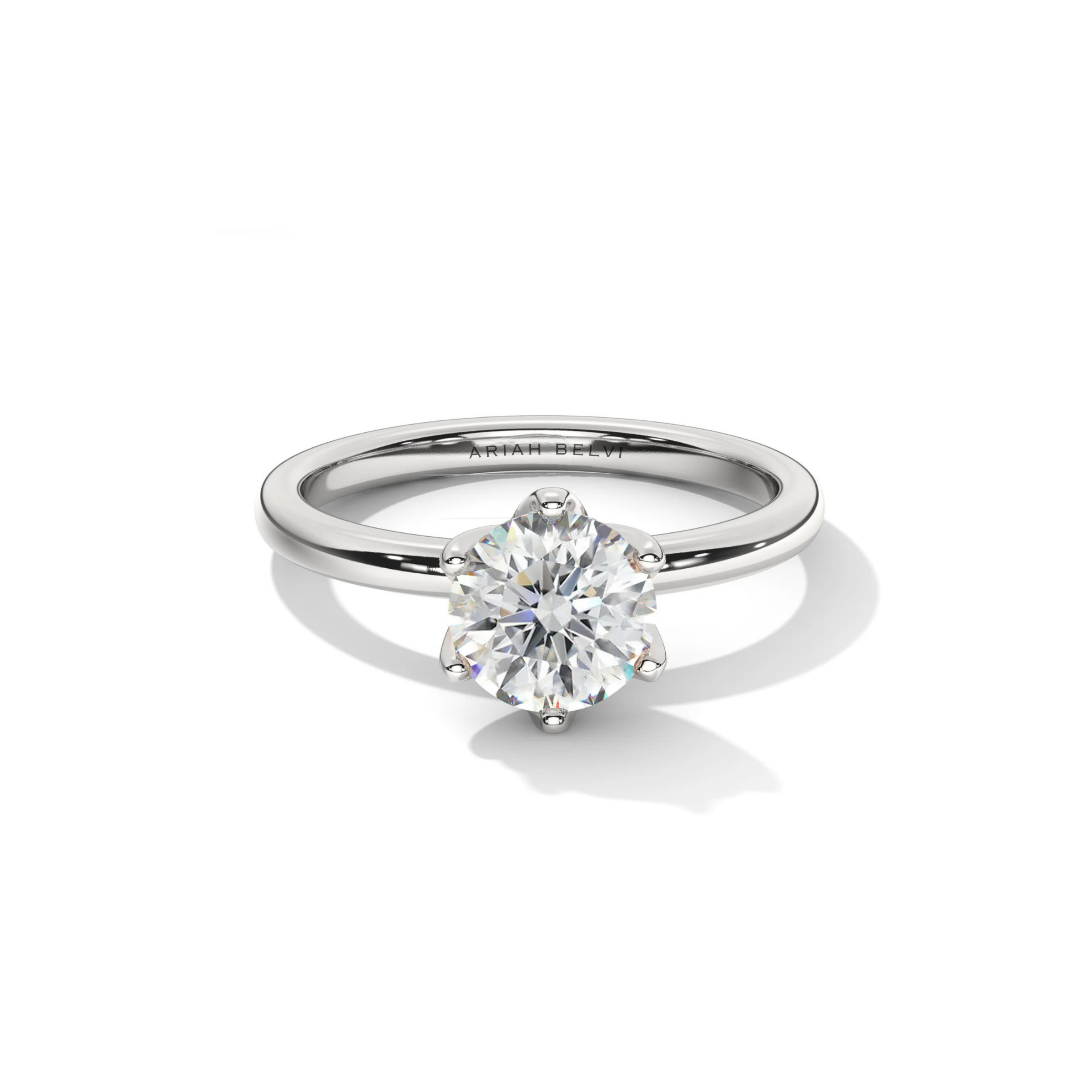 Petal-Set, Round 6-Claw Solitaire Engagement Ring