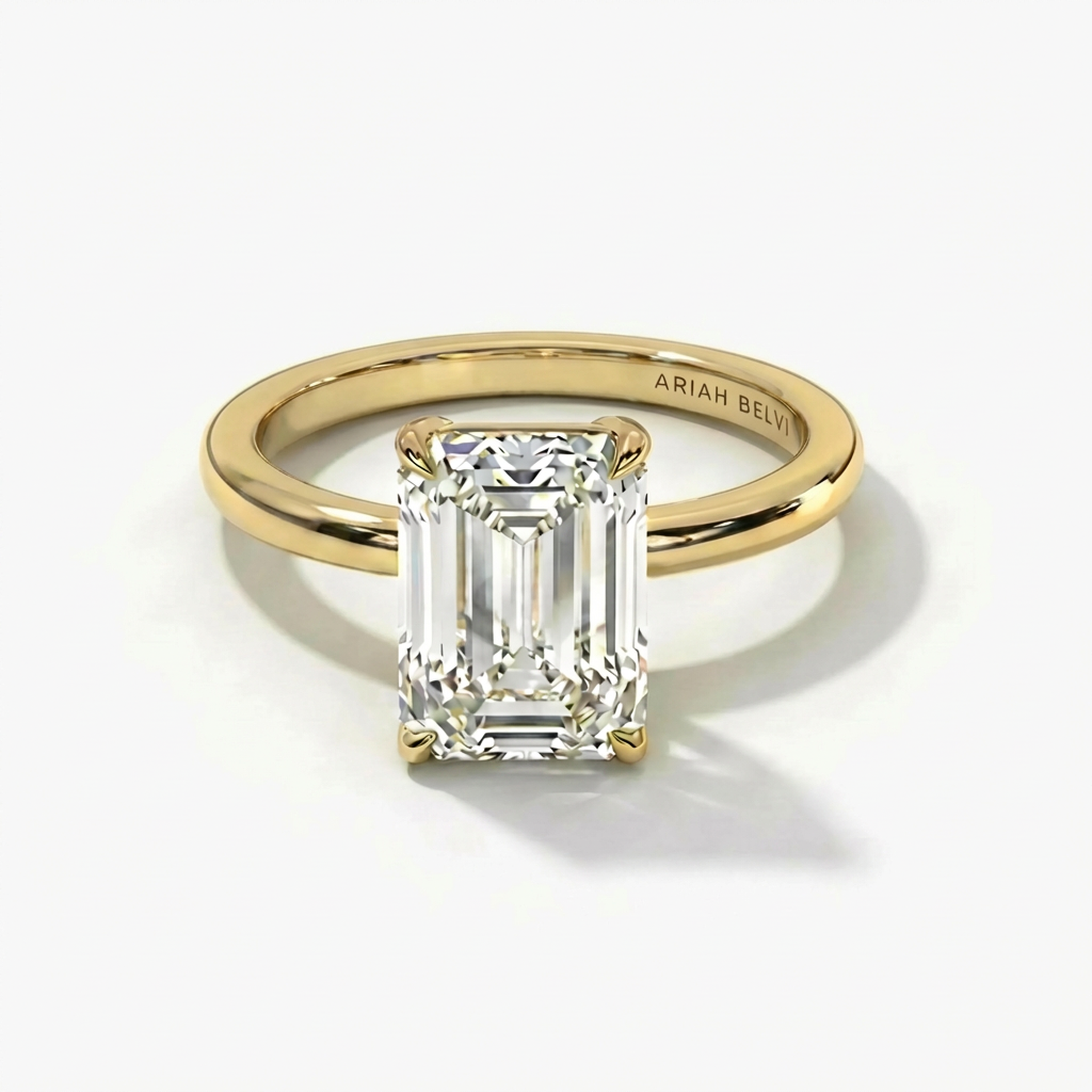 Petal Set Emerald Solitaire Engagement Ring