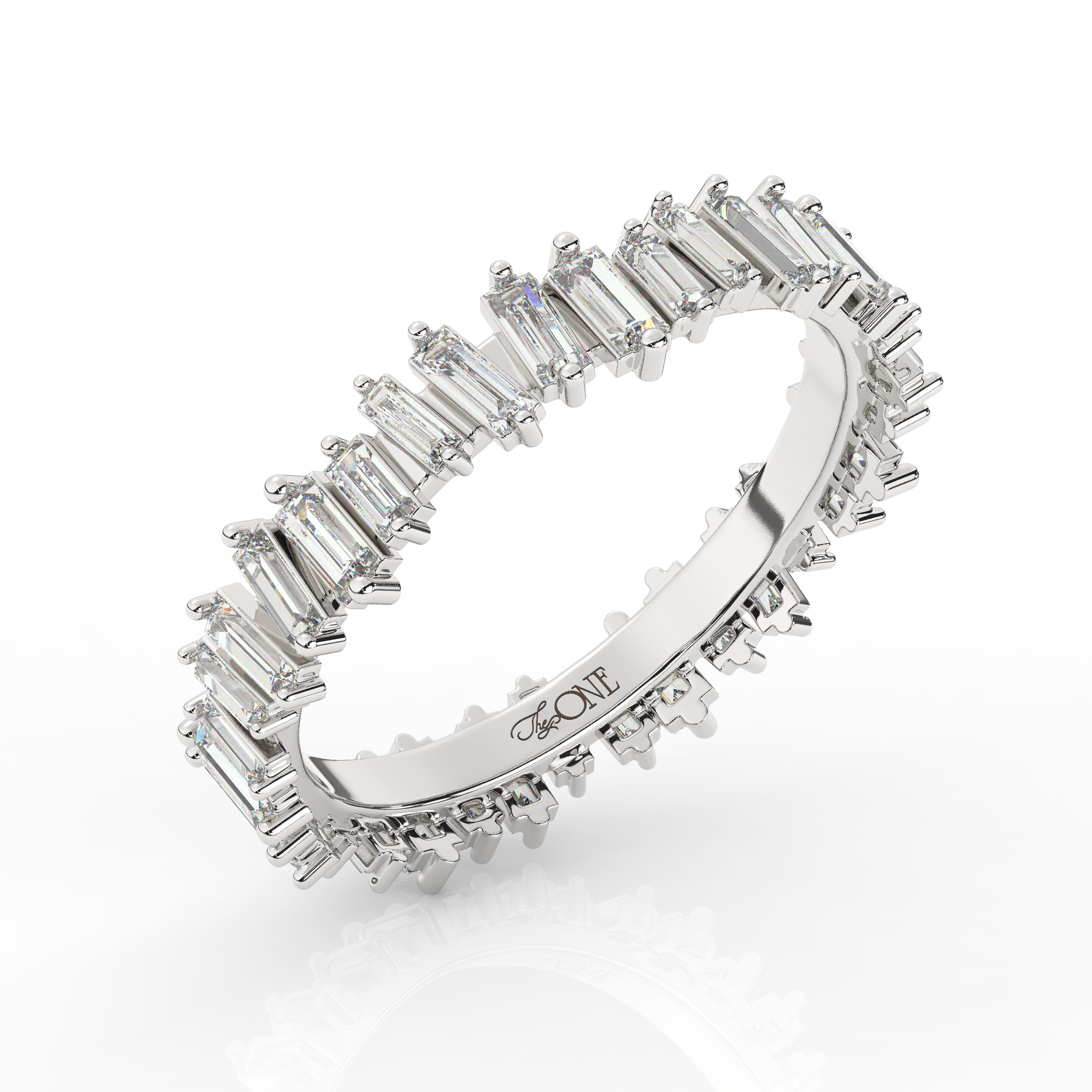 Baguette Diamond Band Sterling Silver