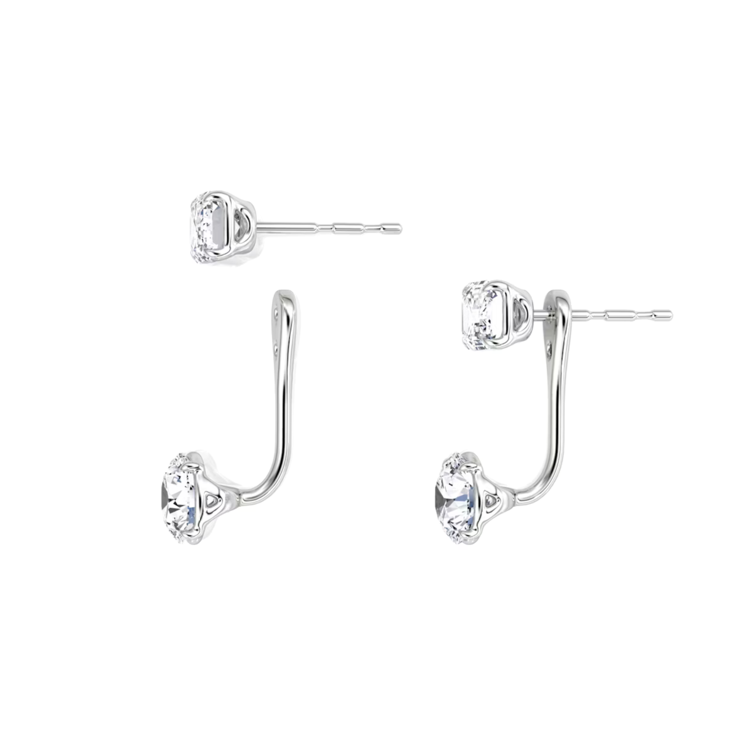 Emerald and Round Diamond Stud and Ear Jacket Platinum