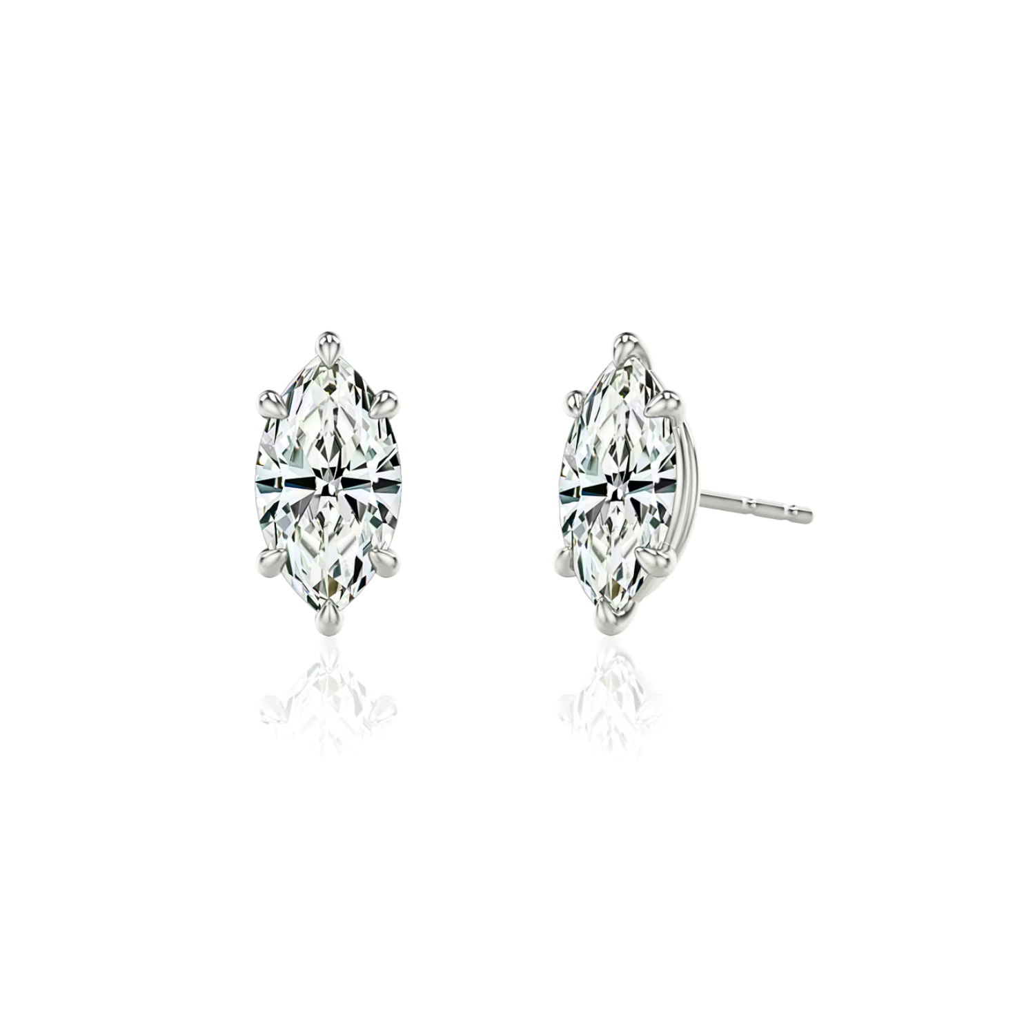 Marquise Diamond Stud Earrings White Gold