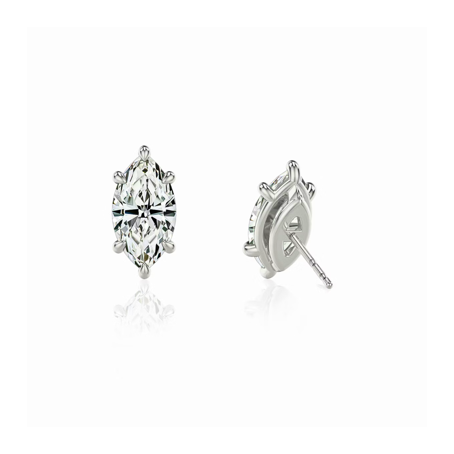 Marquise Diamond Stud Earrings Platinum