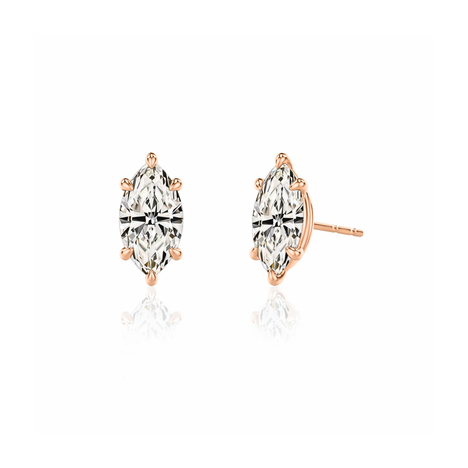 Marquise Diamond Stud Earrings Rose Gold