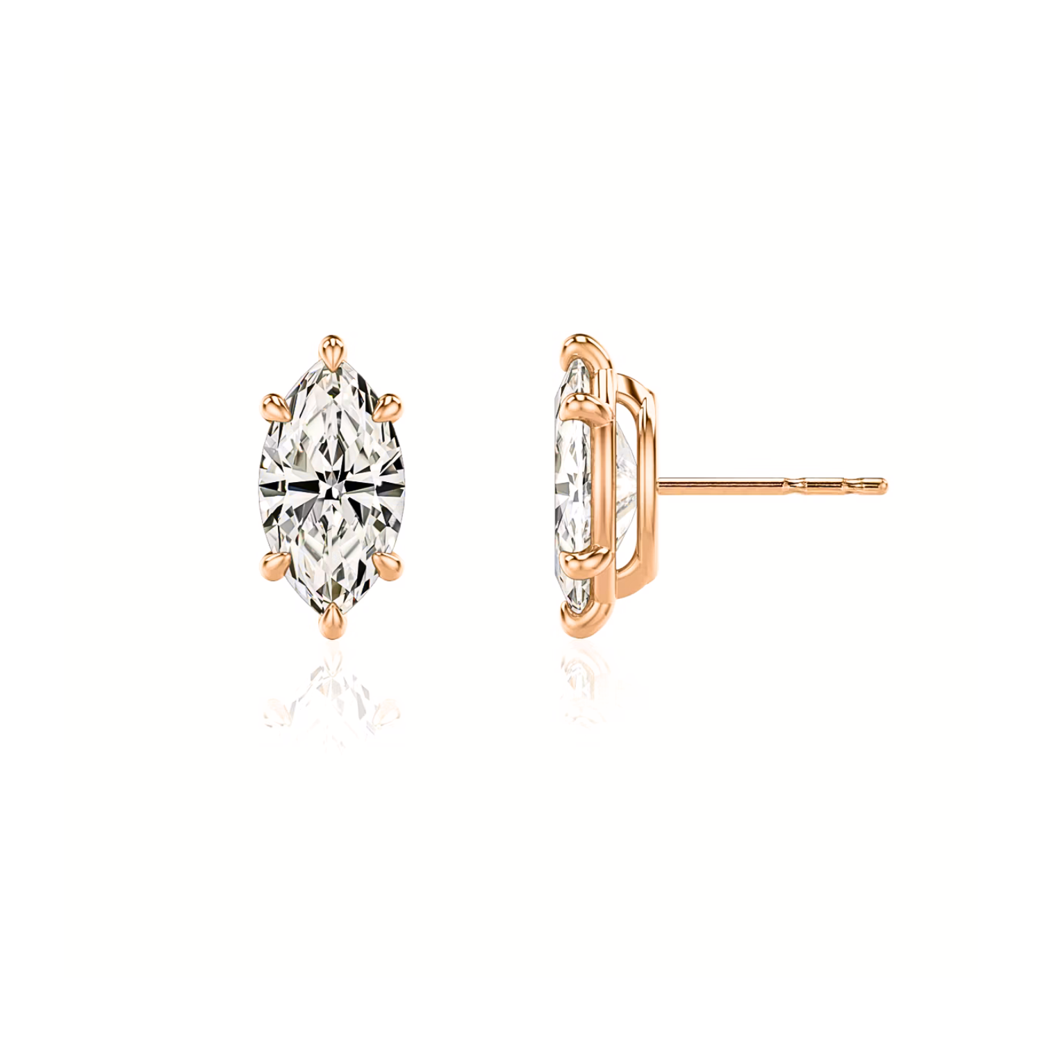 Marquise Diamond Stud Earrings Rose Gold