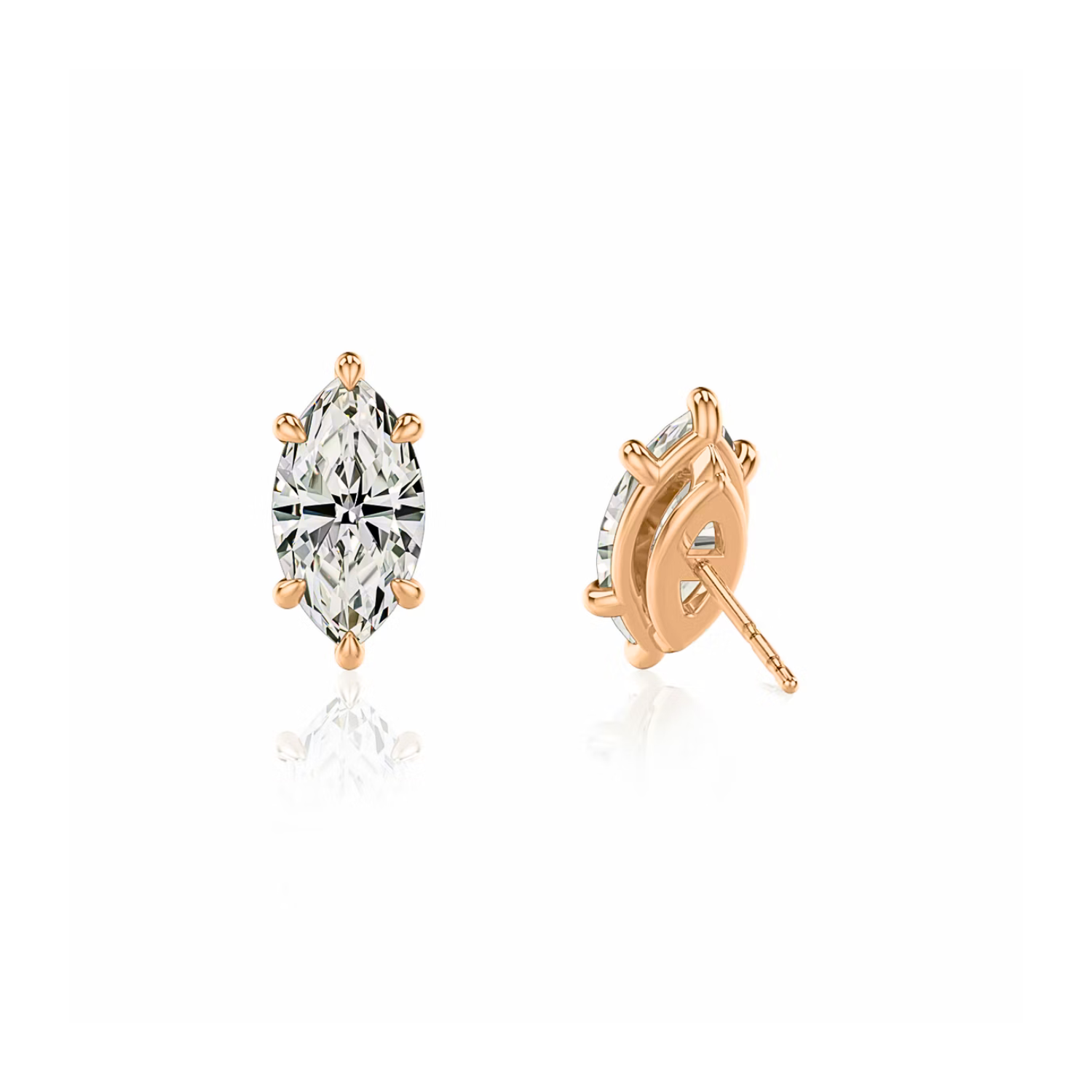 Marquise Diamond Stud Earrings Rose Gold