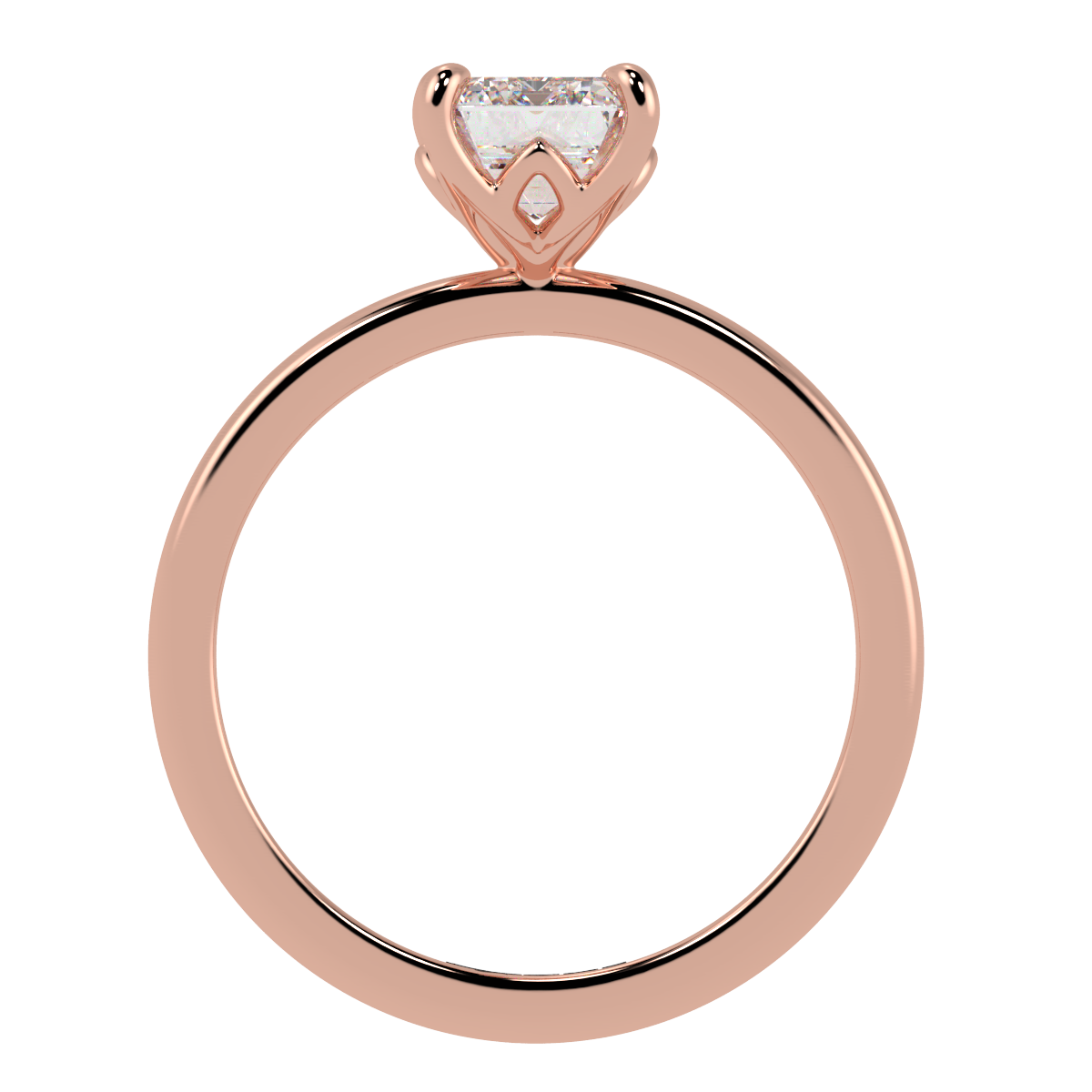 Petal Set Emerald Solitaire Engagement Ring Rose Gold