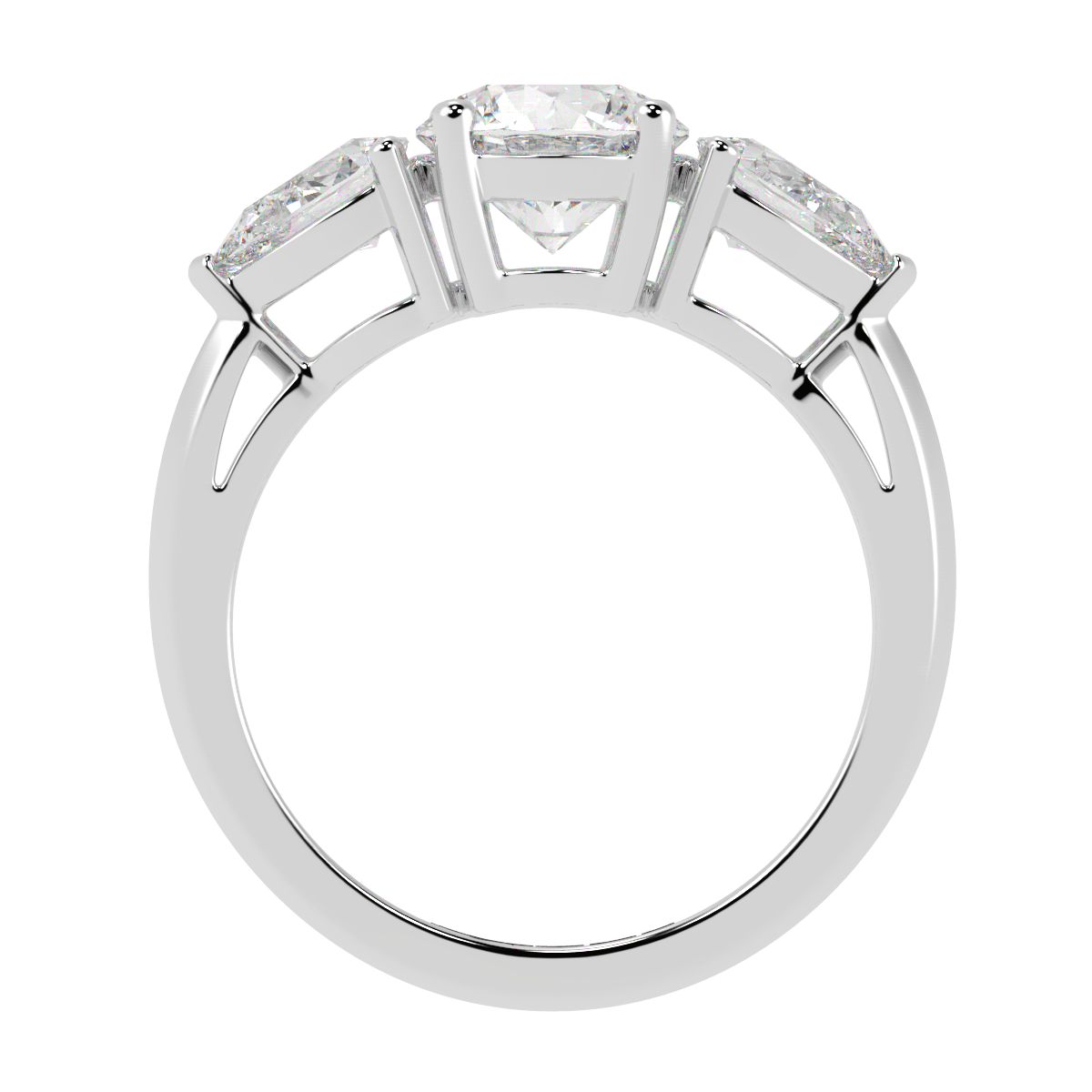 Round & Pear Trilogy Ring White Gold