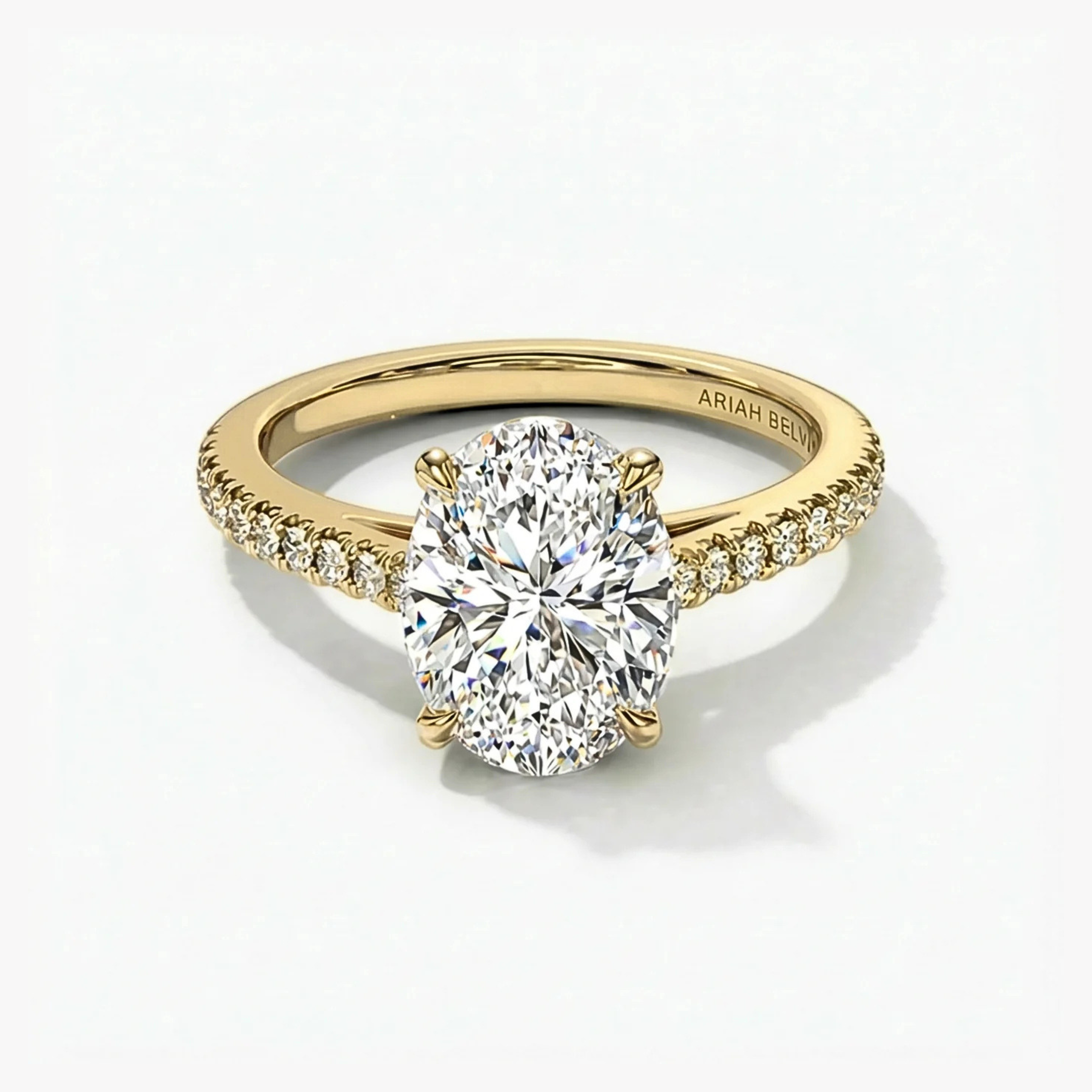 Oval Diamond on a Pavé Band With a Hidden Halo