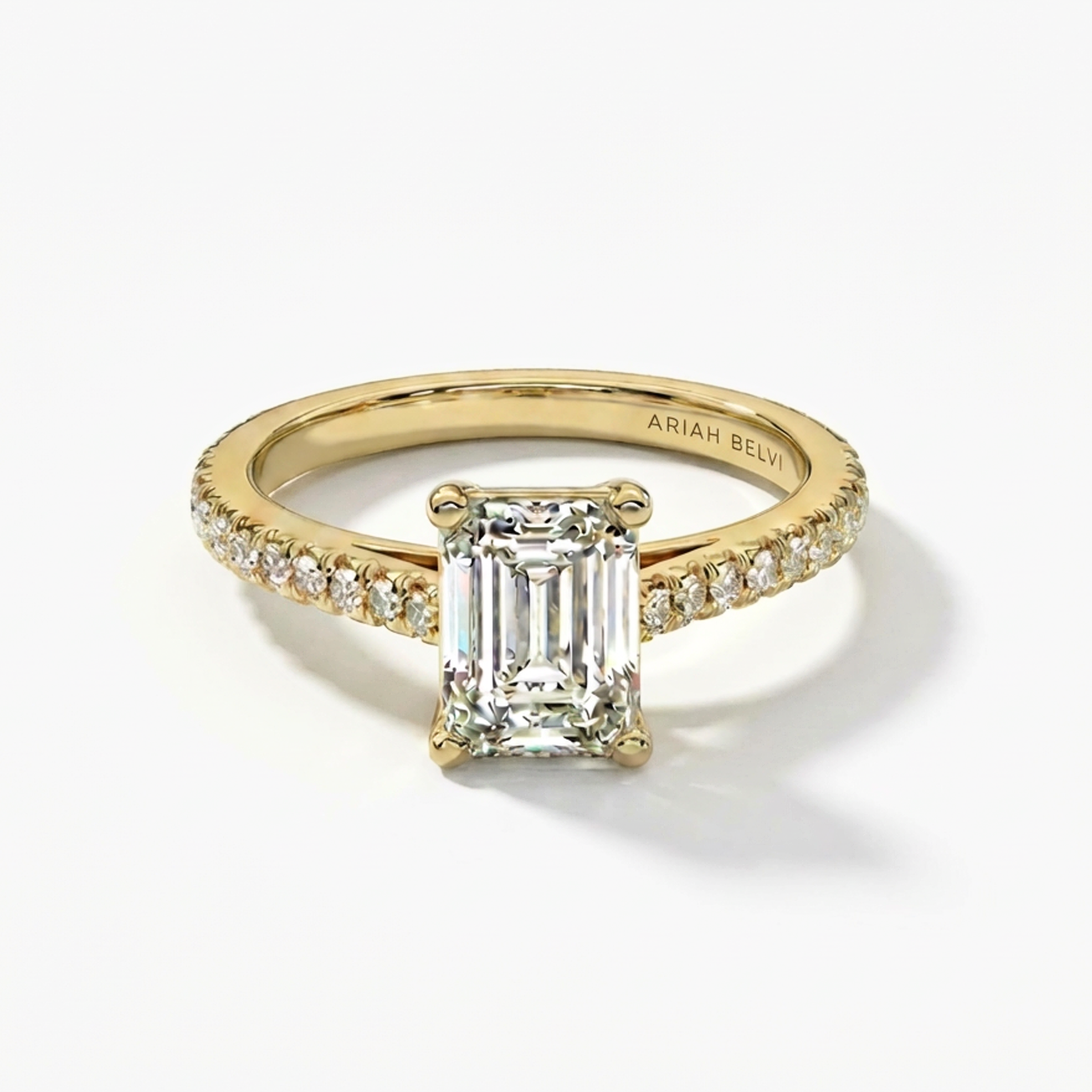 Emerald, Pavé Engagement Ring