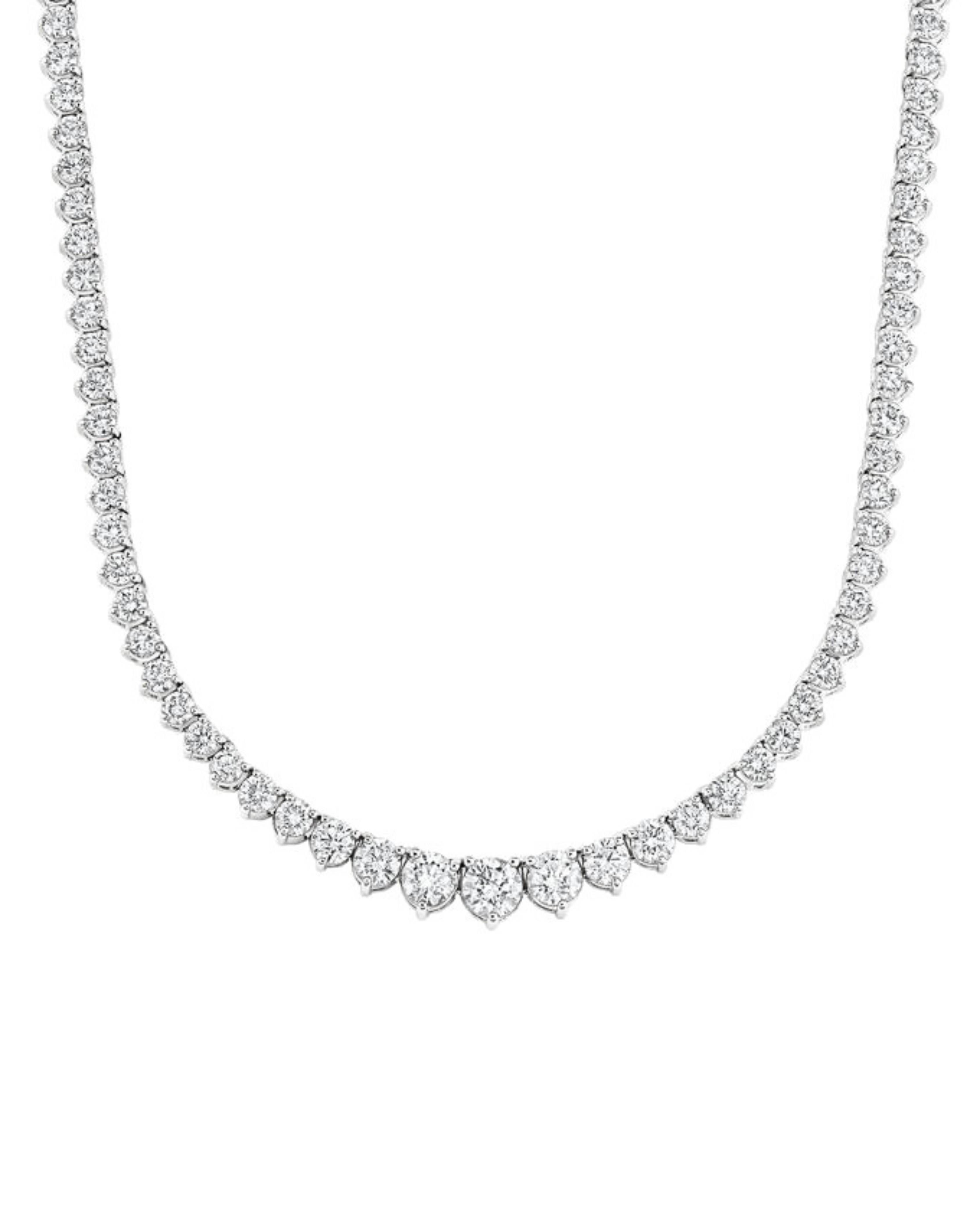 Graduated Round Lab-Grown Diamond Tennis Necklace Sterling Silver