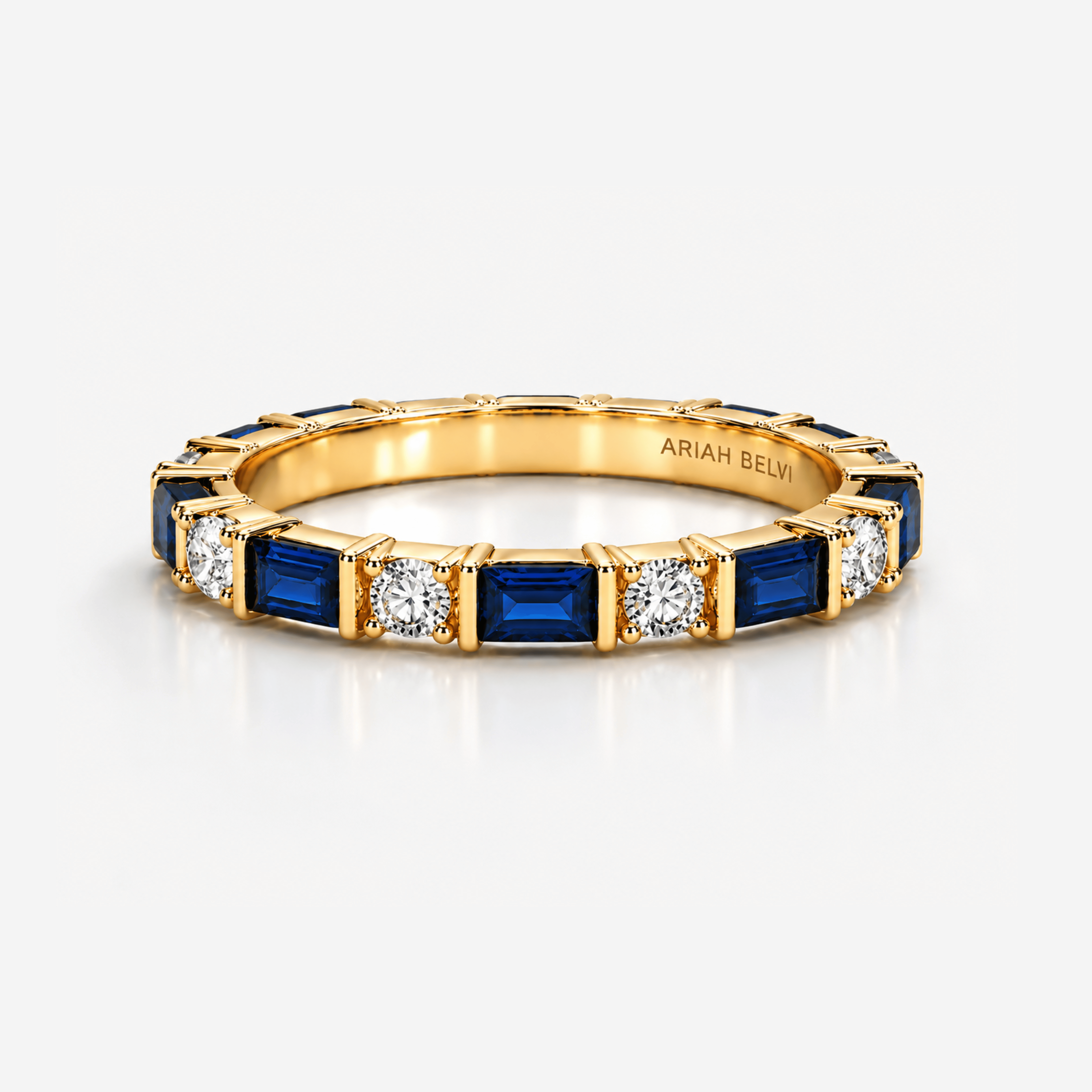 Round Brilliant & Sapphire Baguette Eternity Ring