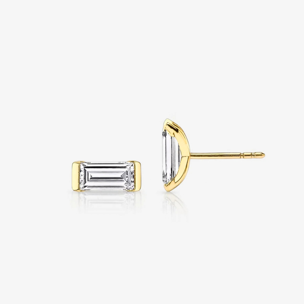 Semi-Bezel Baguette Diamond Studs