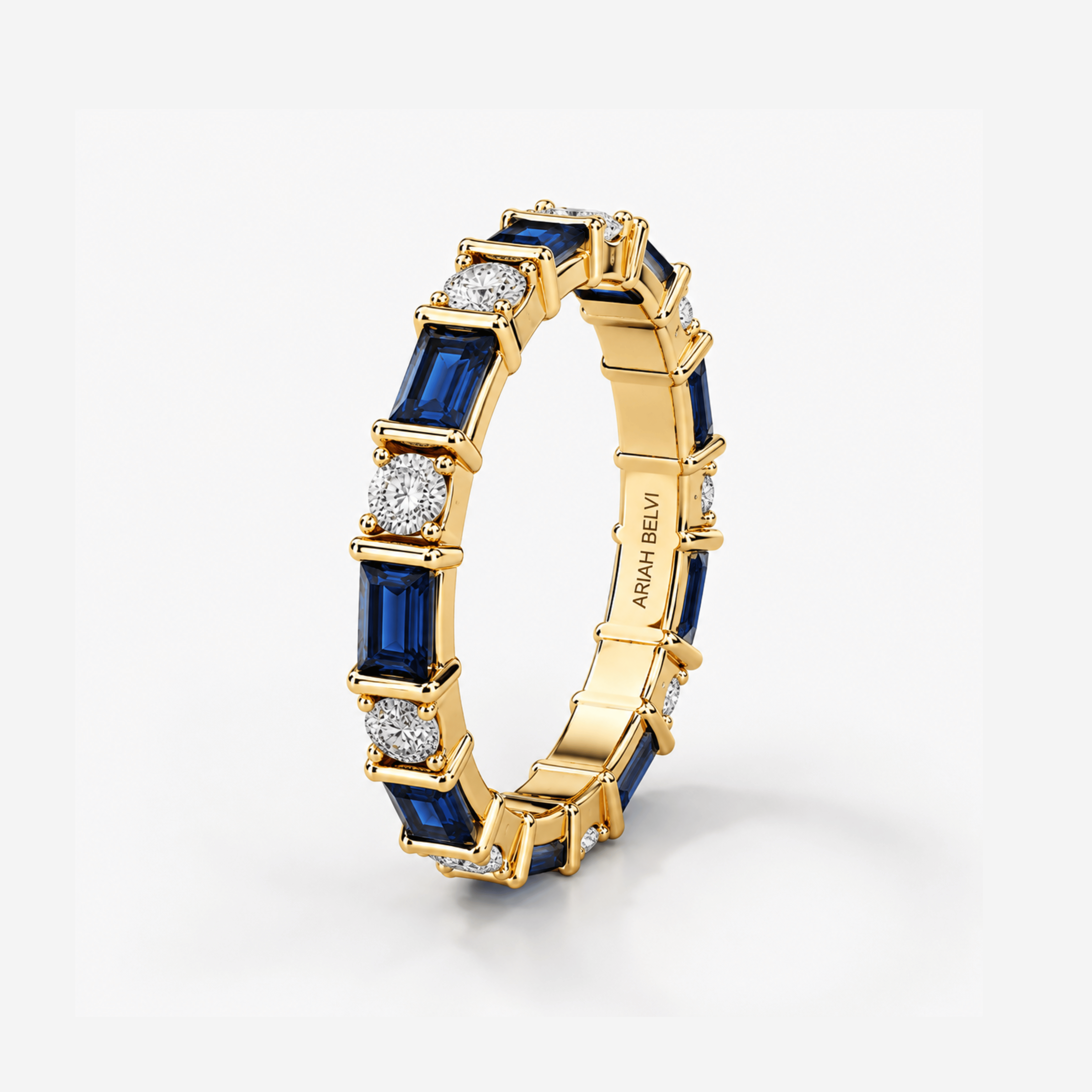 Round Brilliant & Sapphire Baguette Eternity Ring