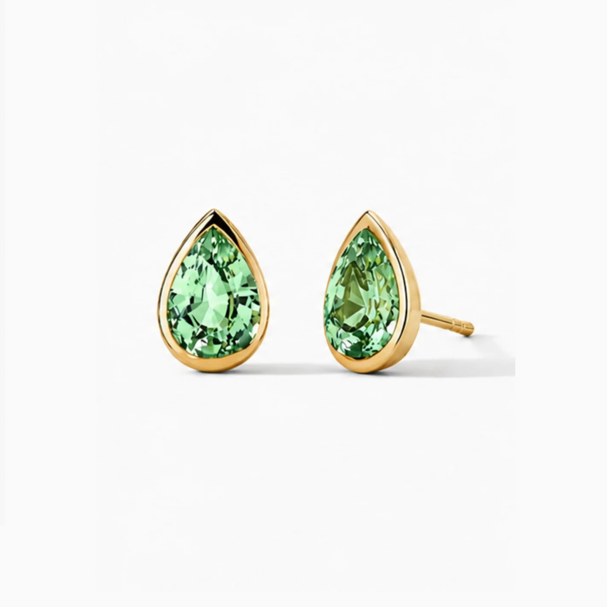 Bezel Pear Studs in Matcha