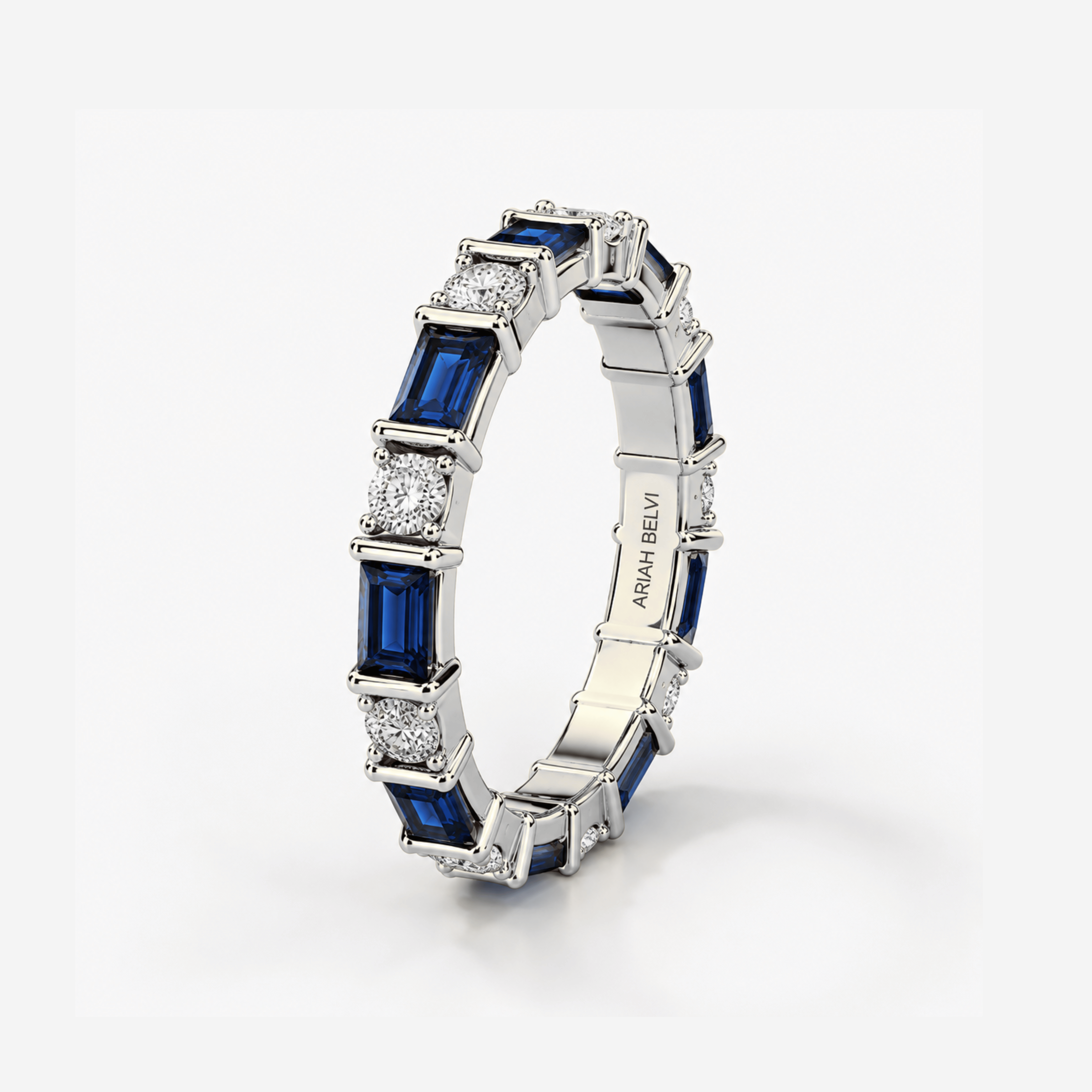Round Brilliant & Sapphire Baguette Eternity Ring