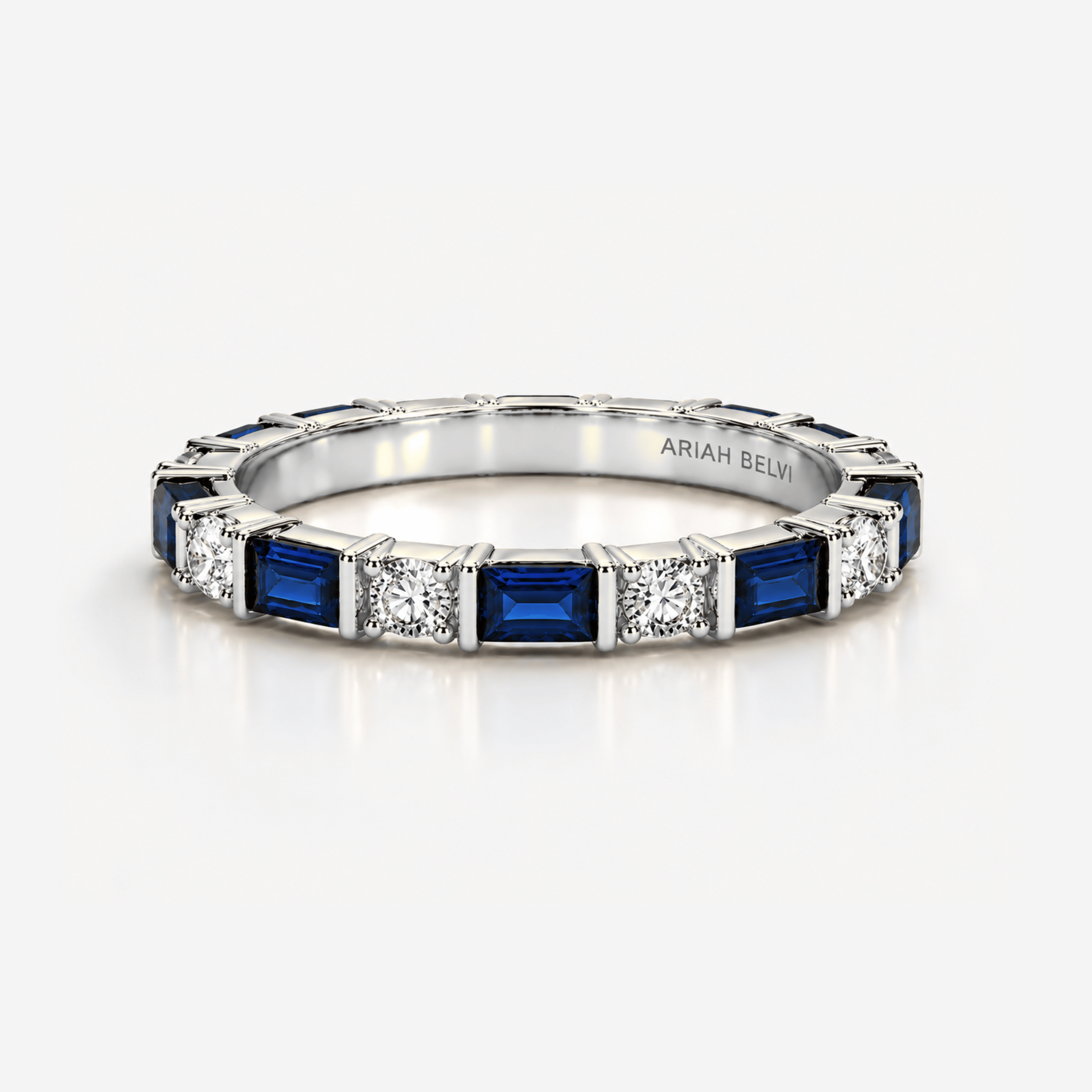 Round Brilliant & Sapphire Baguette Eternity Ring