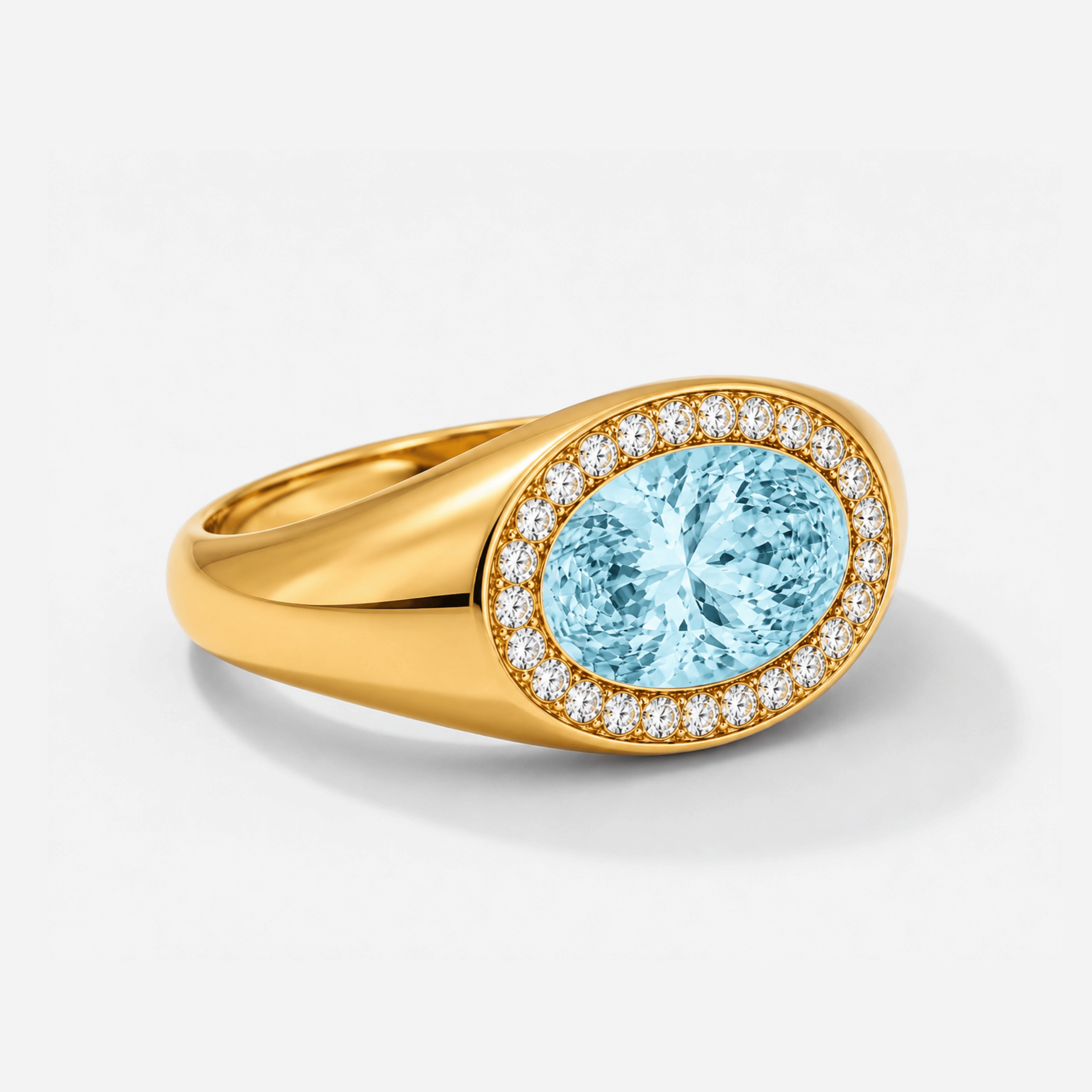 The Marlowe Signet in Aquamarine and Diamond