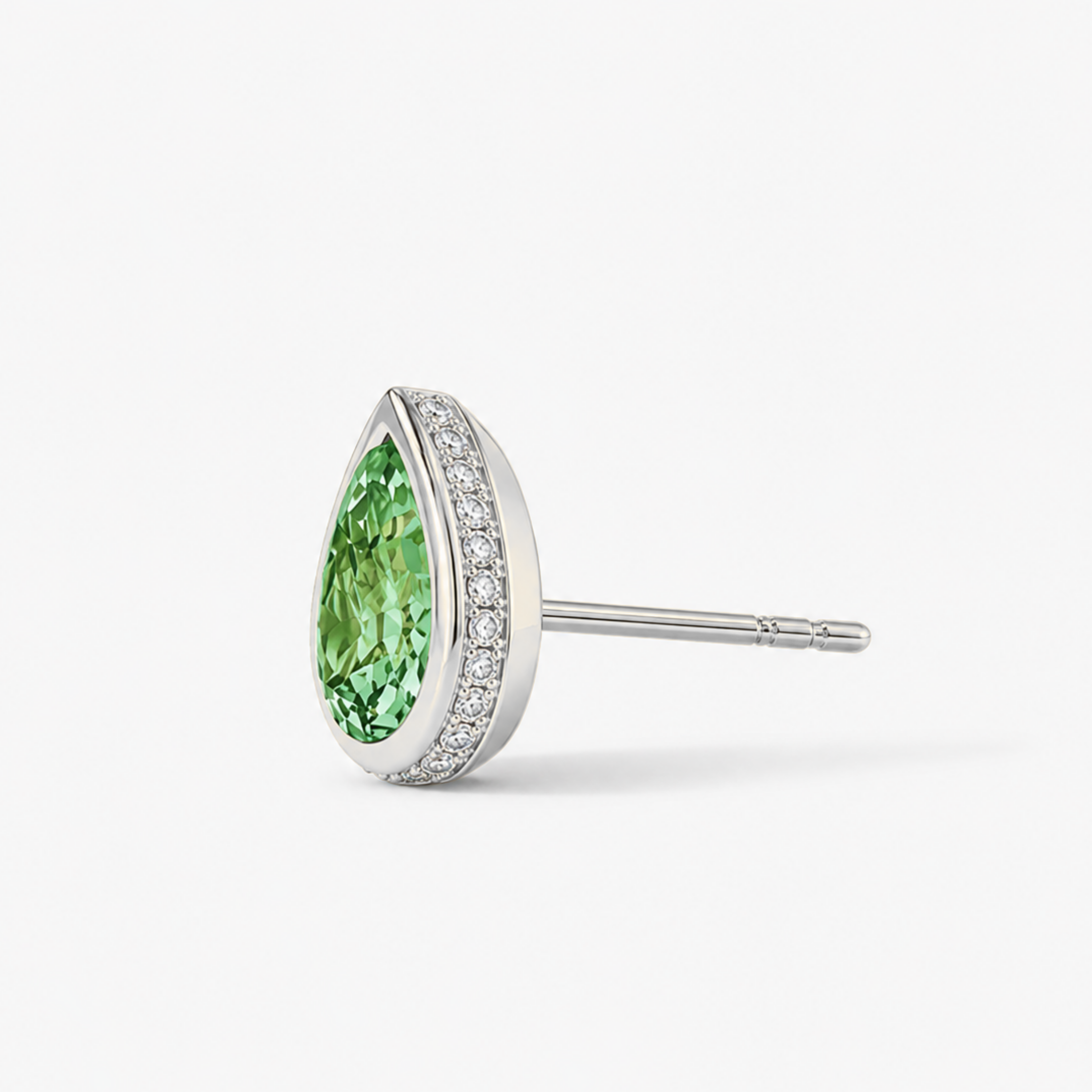Pear Shape Green Tourmaline Bezel Stud Earrings