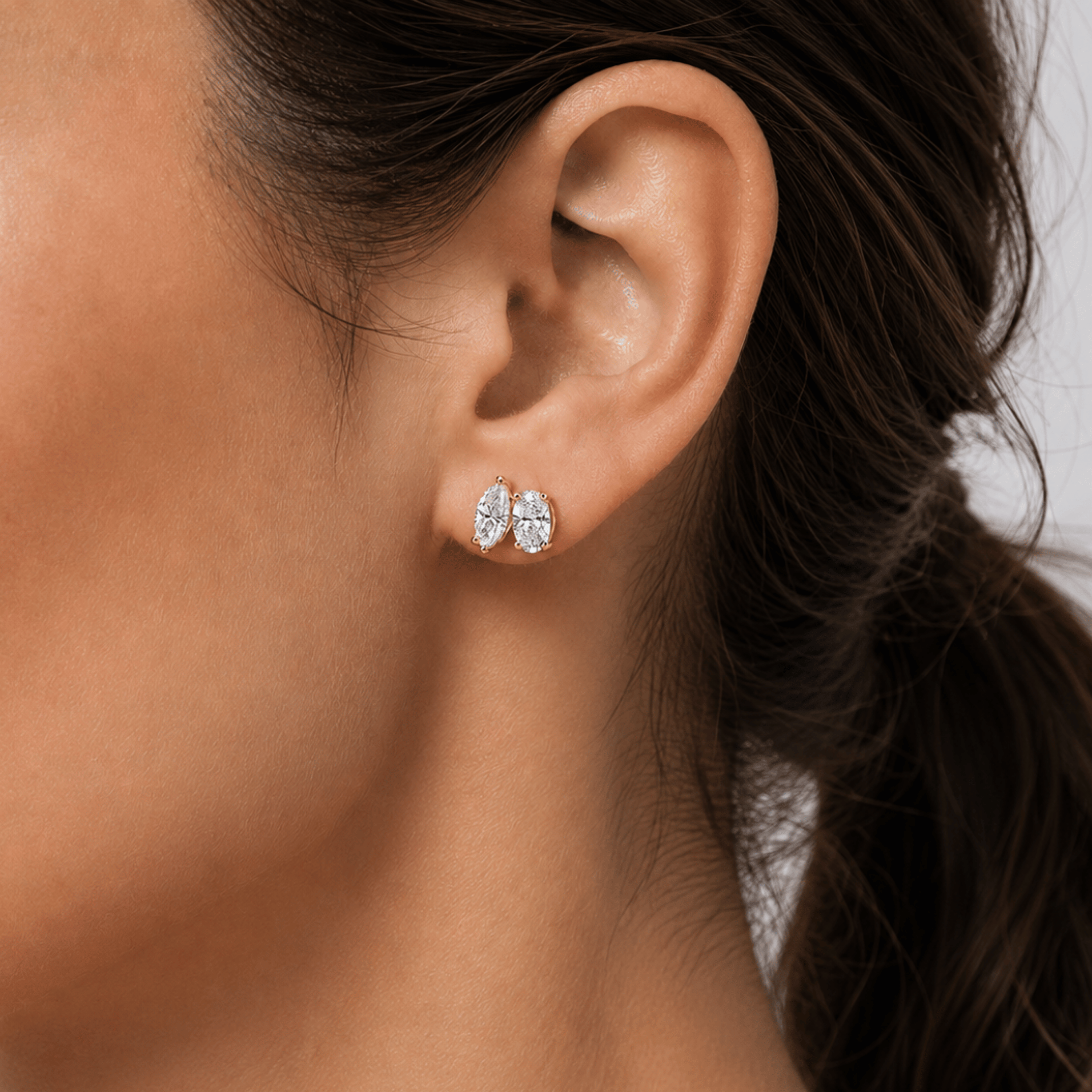 ARIAH Marquise & Oval Toi-et-Moi Stud Earrings