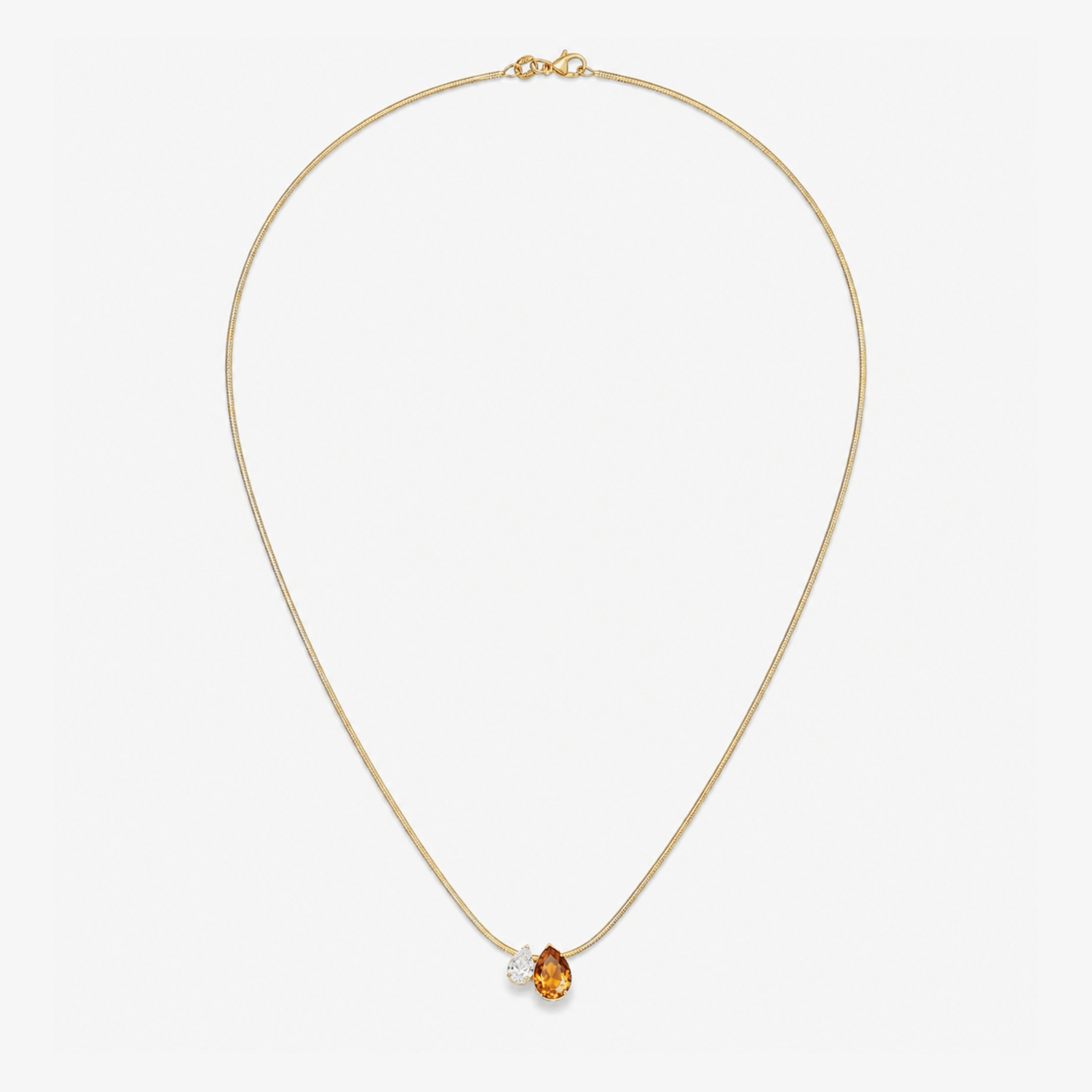 Citrine & Pear Diamond Double Pendant Necklace