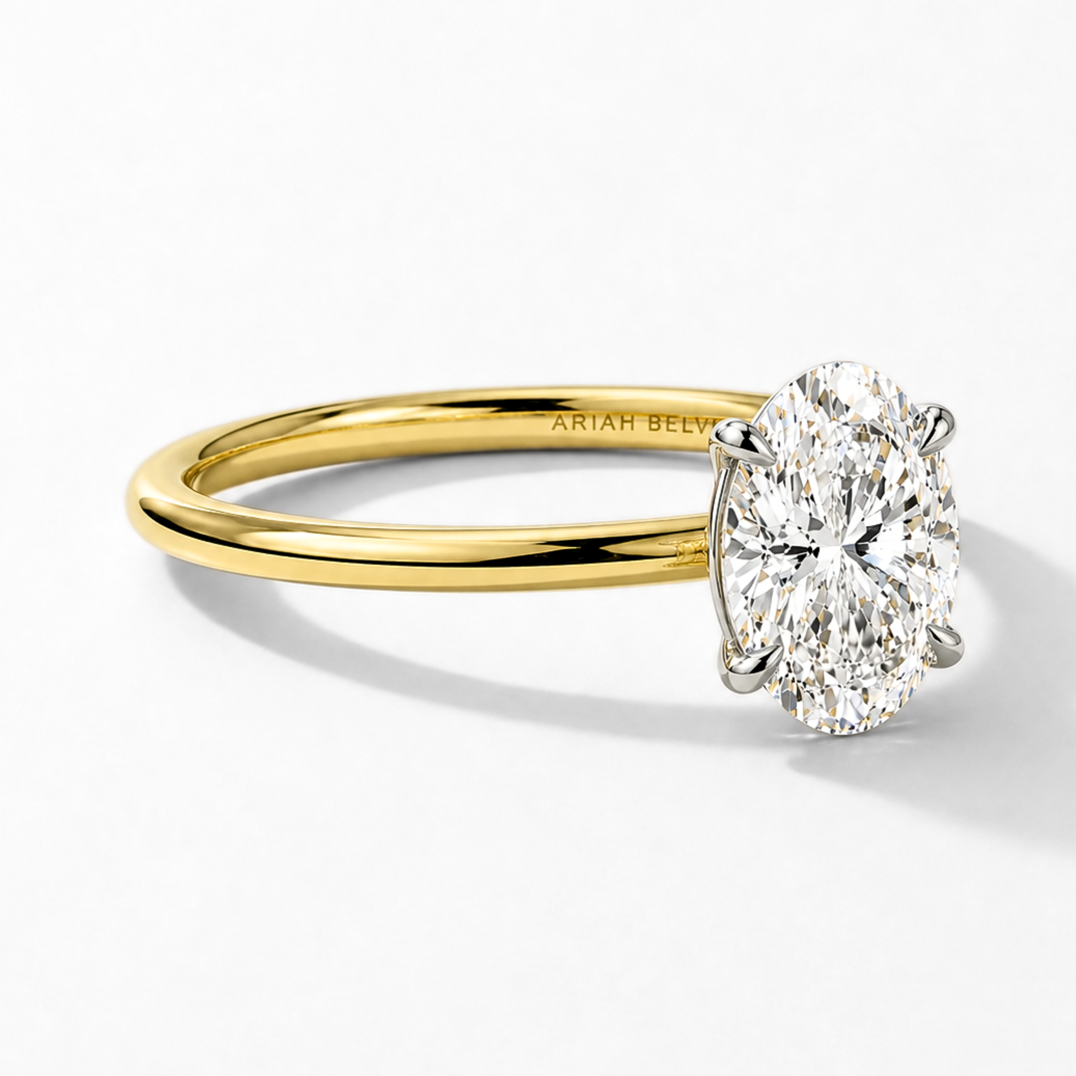 Oval Diamond Engagement Ring with Two-Tone Setting