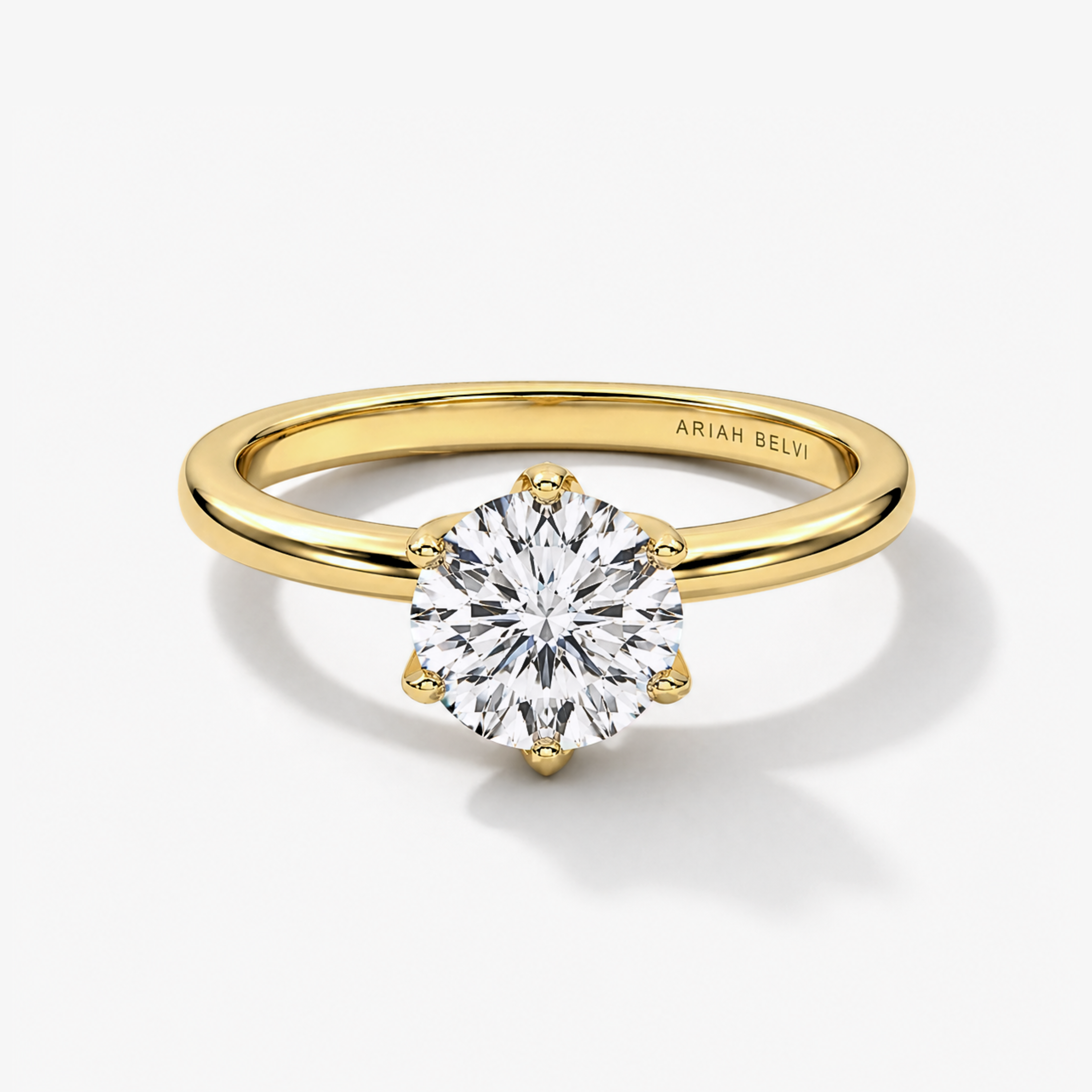 Round Brilliant Diamond Engagement Ring with Six-Claw Petal Setting