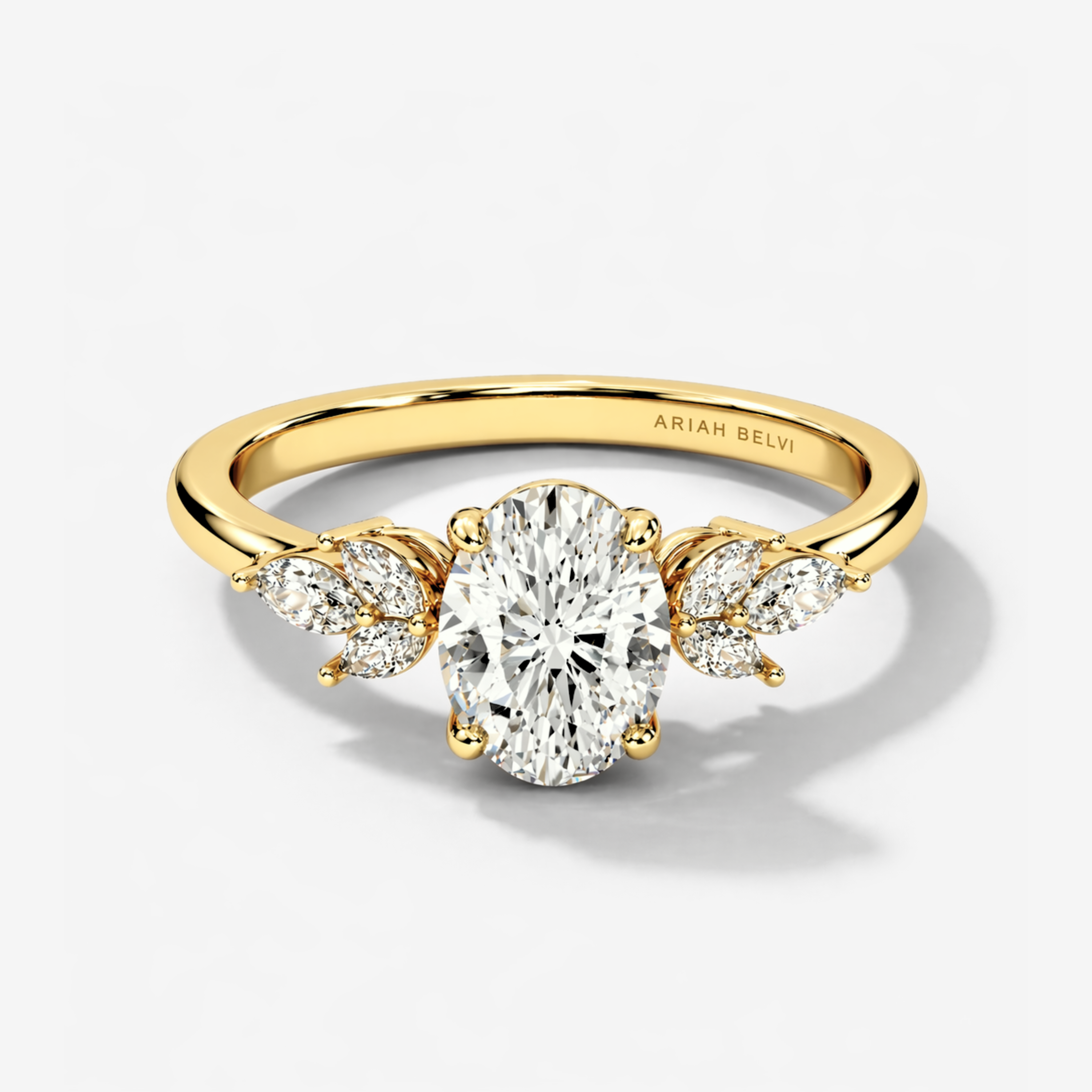 Oval Diamond Engagement Ring with Marquise Accents