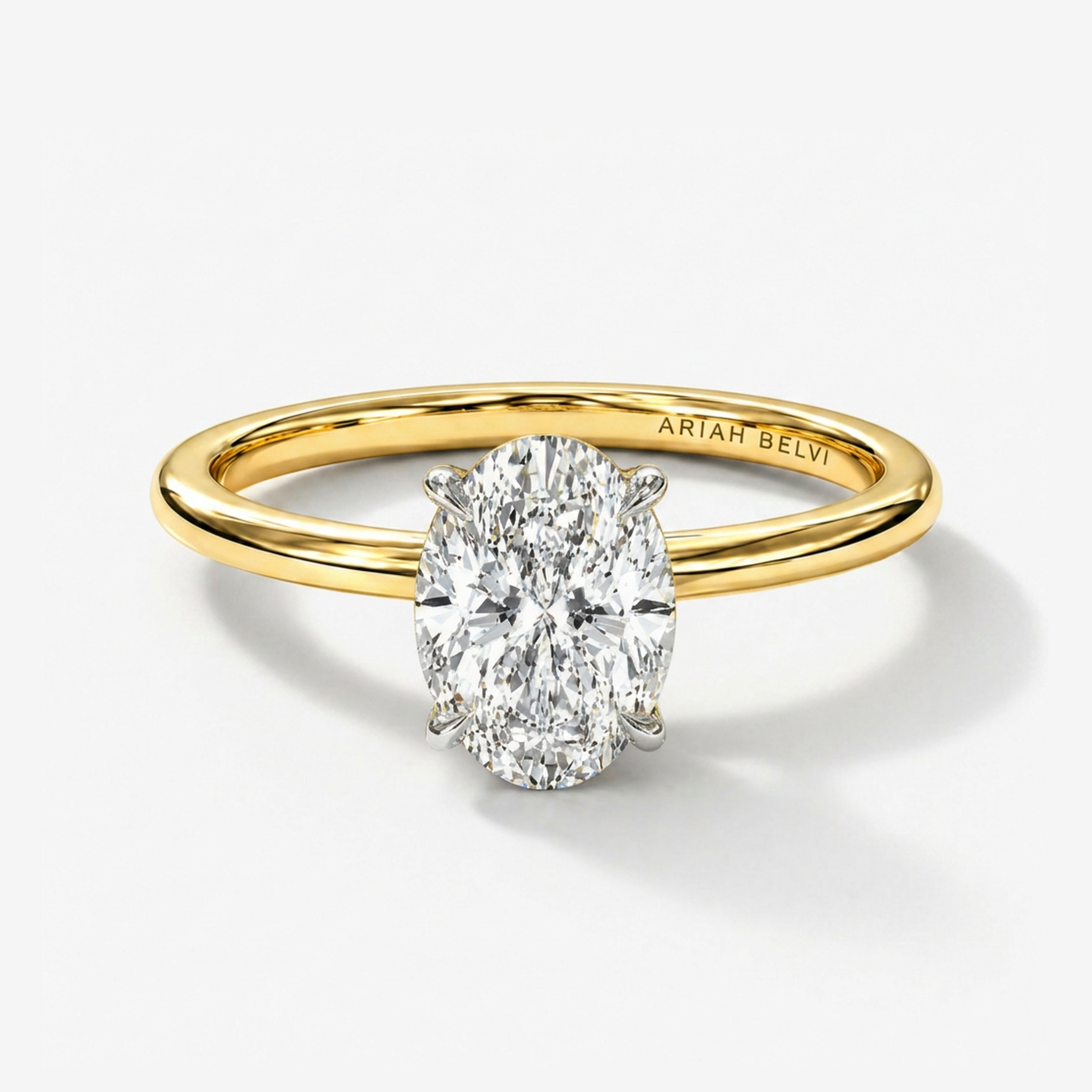 Oval Diamond Engagement Ring with Two-Tone Setting