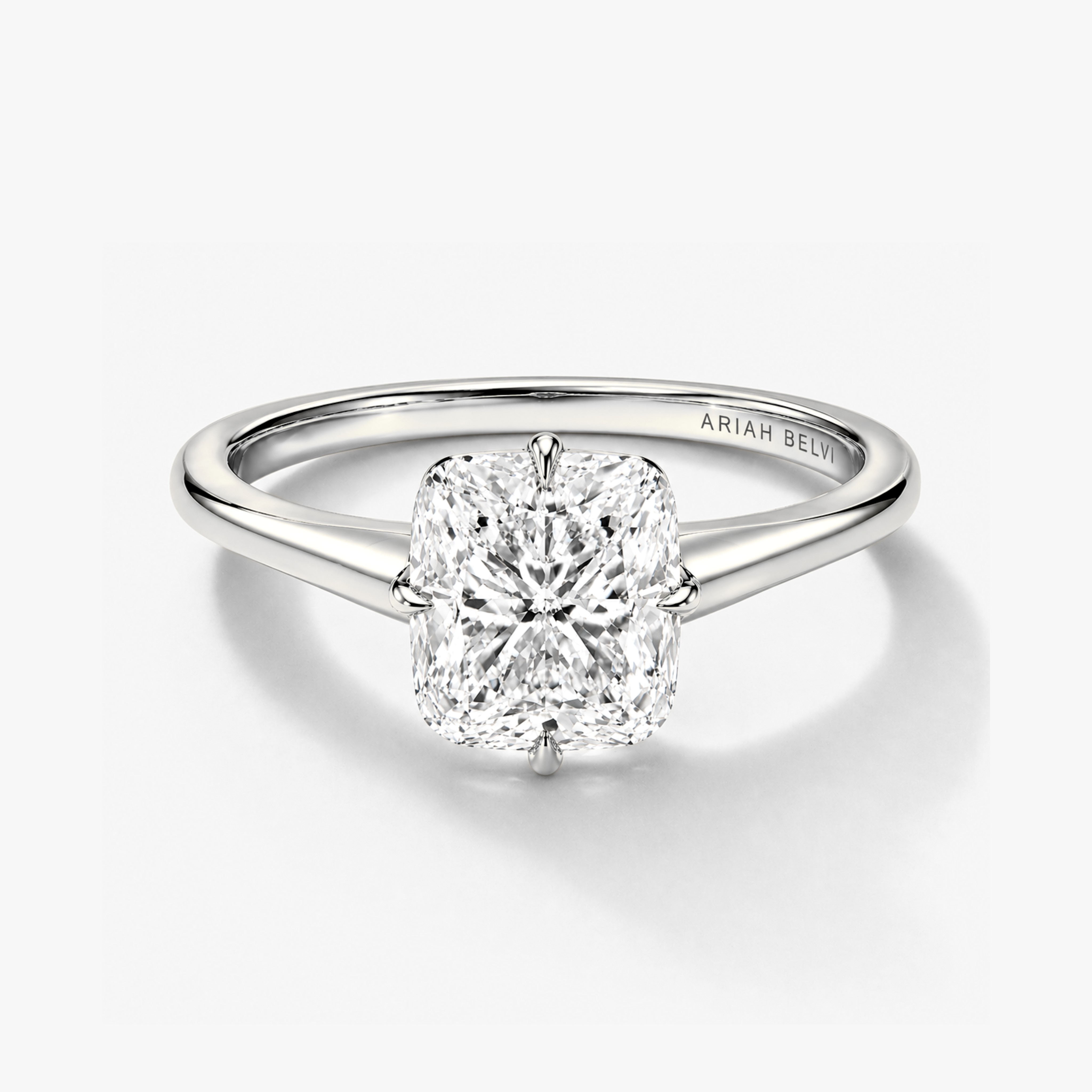 Cushion Cut Diamond Engagement Ring with Compass Setting